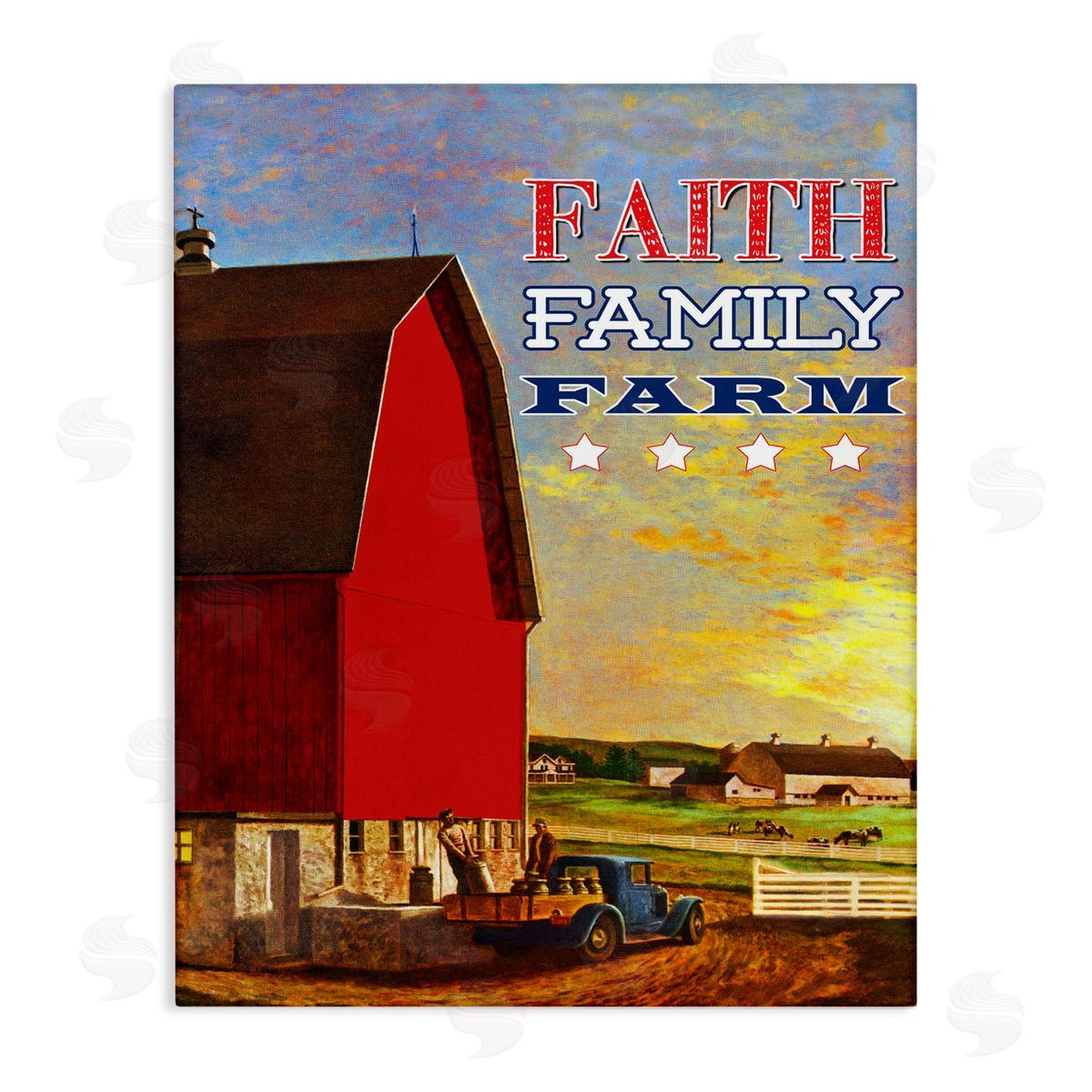 Faith Family Farm American Rustic Canvas Wall Art, Home Decor by The Saturday Evening Post