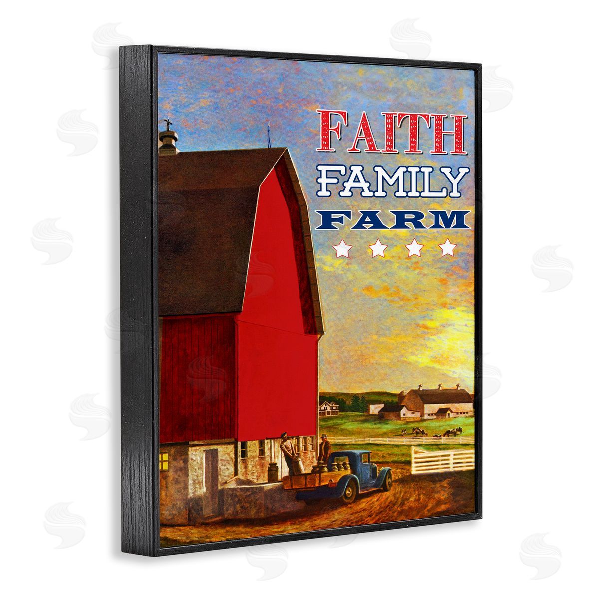 Faith Family Farm American Rustic Black Frame Print Wall Art, Home Decor by The Saturday Evening Post