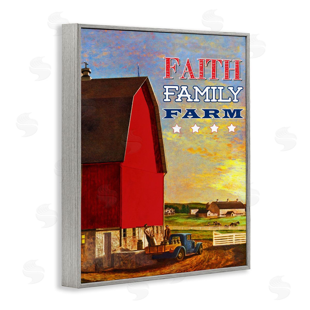 Faith Family Farm American Rustic Grey Frame Print Wall Art, Home Decor by The Saturday Evening Post