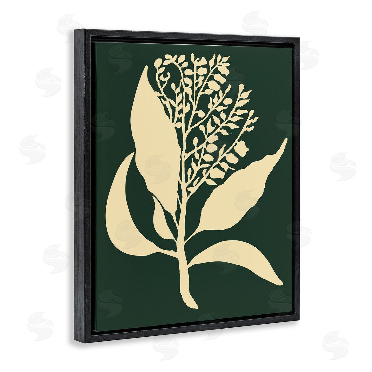 Plant Silhouette Green Yellow Black Floating Frame Canvas Wall Art, Home Decor by The Saturday Evening Post