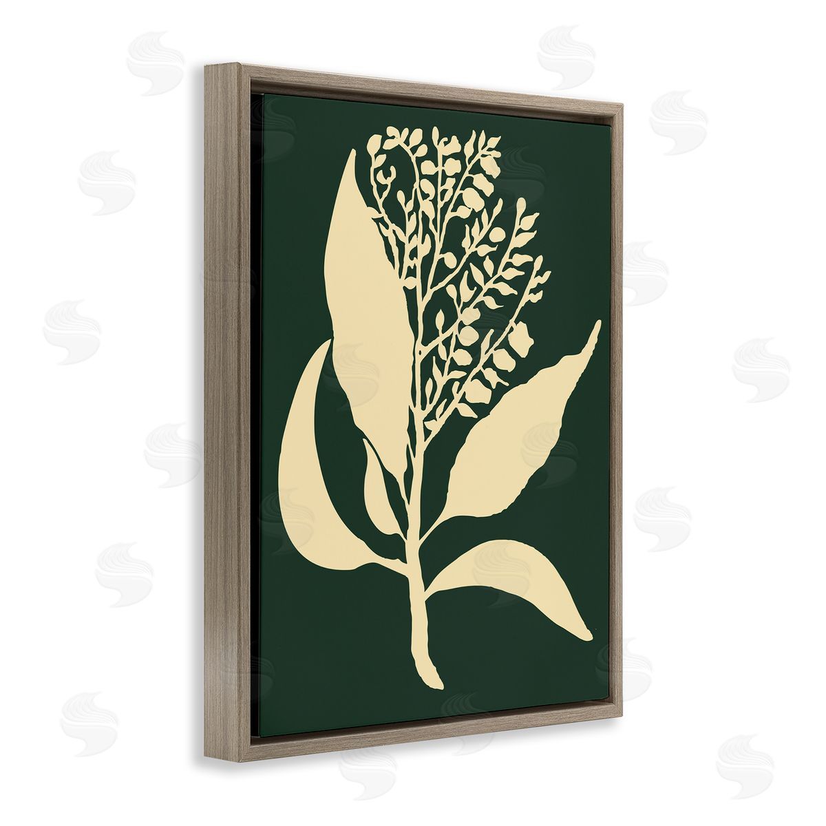 Plant Silhouette Green Yellow Brown Floating Frame Canvas Wall Art, Home Decor by The Saturday Evening Post