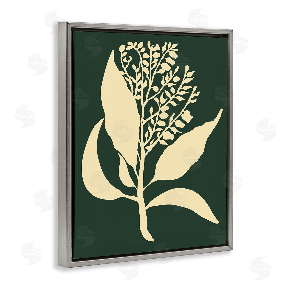 Plant Silhouette Green Yellow Grey Floating Frame Canvas Wall Art, Home Decor by The Saturday Evening Post