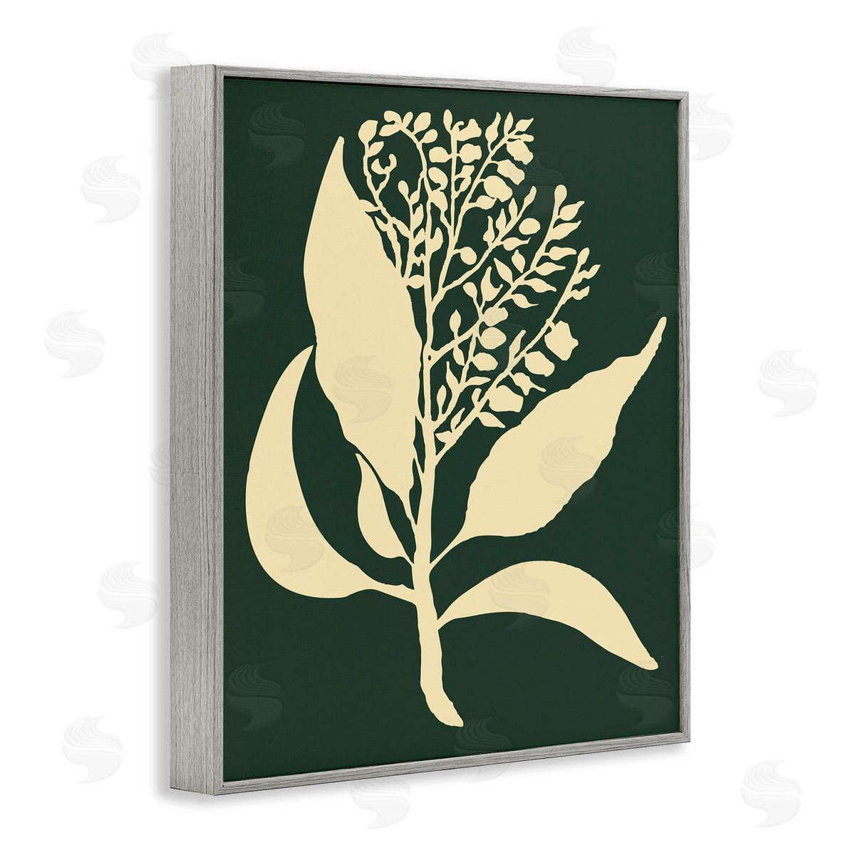 Plant Silhouette Green Yellow Grey Frame Print Wall Art, Home Decor by The Saturday Evening Post