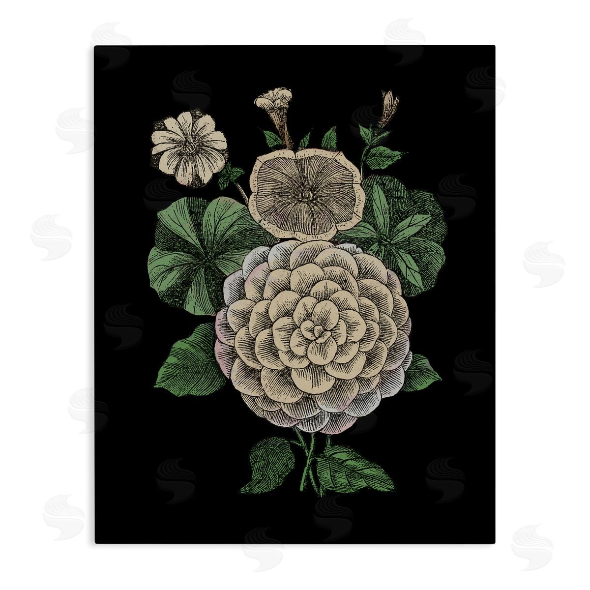 Yellow Flowers On Black Canvas Wall Art, Home Decor by The Saturday Evening Post
