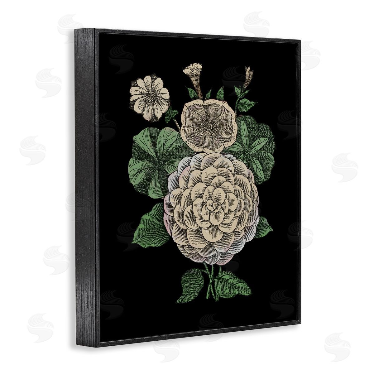 Yellow Flowers On Black Black Frame Print Wall Art, Home Decor by The Saturday Evening Post