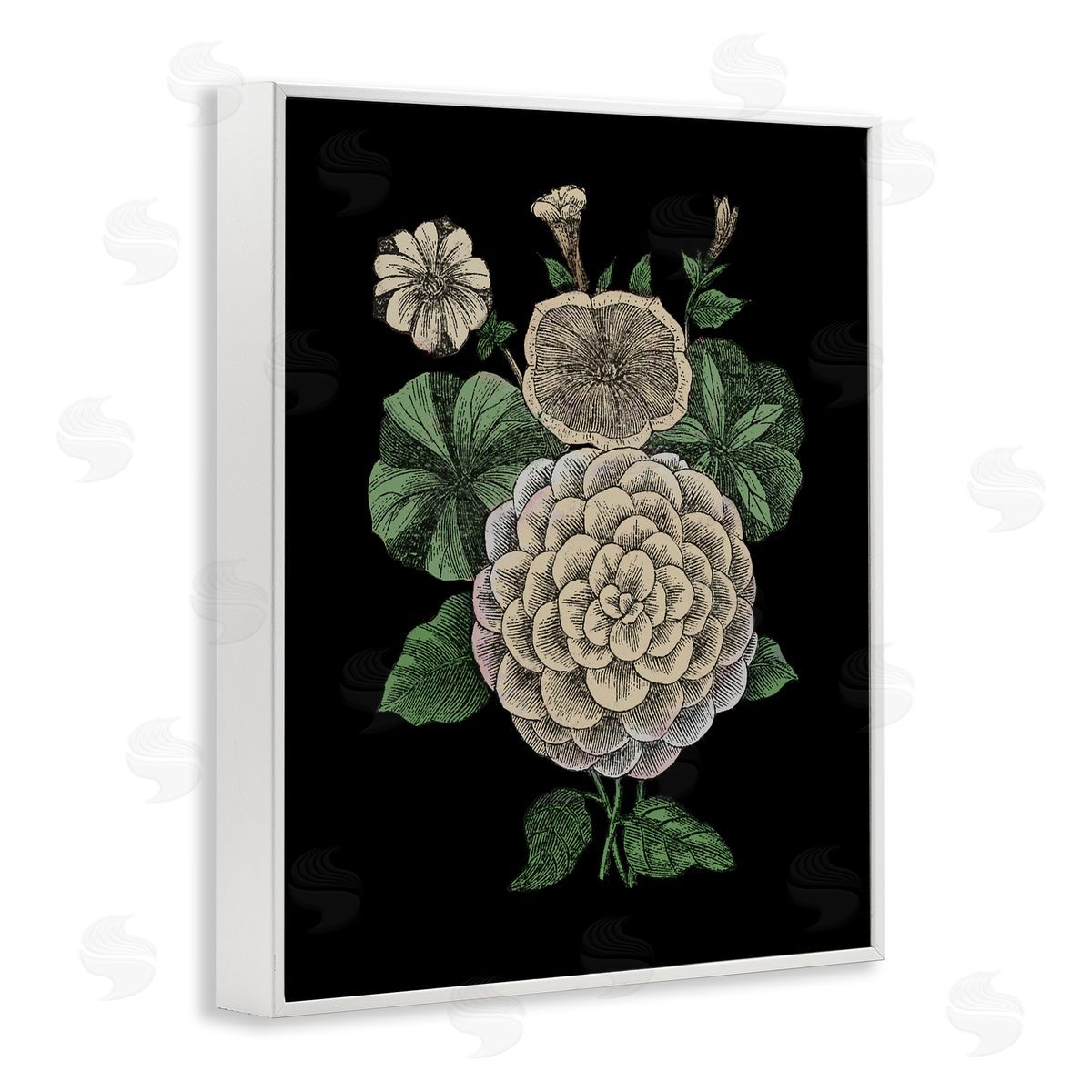 Yellow Flowers On Black White Frame Print Wall Art, Home Decor by The Saturday Evening Post