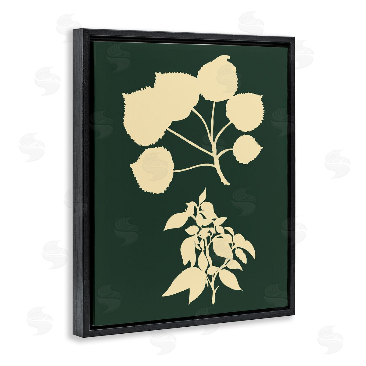 Plant Silhouette Yellow Green Black Floating Frame Canvas Wall Art, Home Decor by The Saturday Evening Post