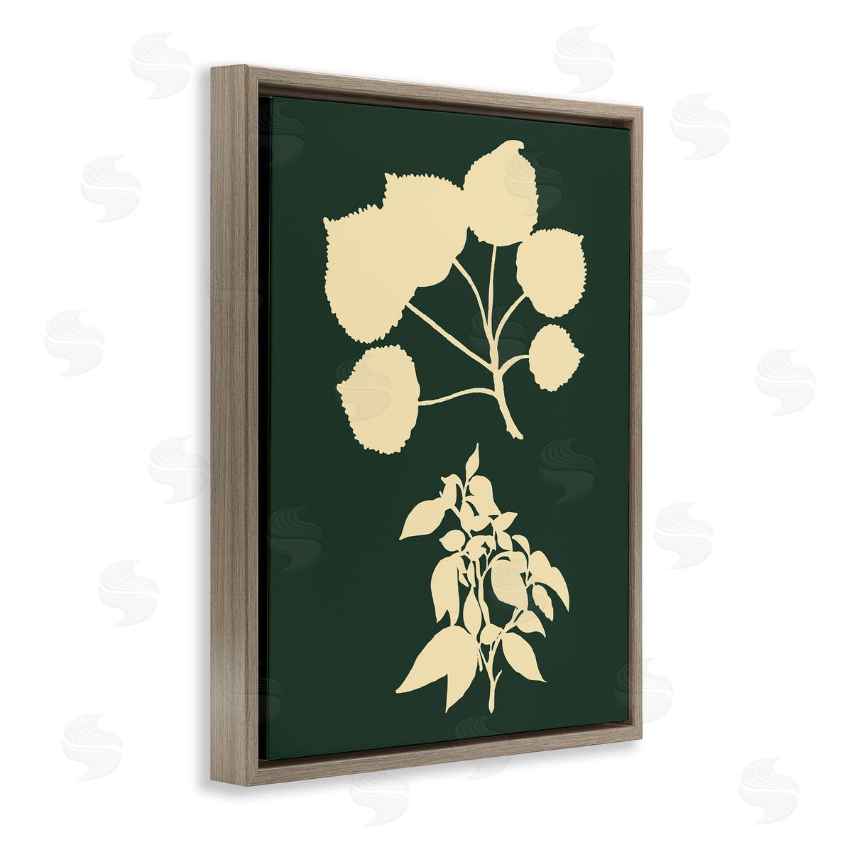 Plant Silhouette Yellow Green Brown Floating Frame Canvas Wall Art, Home Decor by The Saturday Evening Post