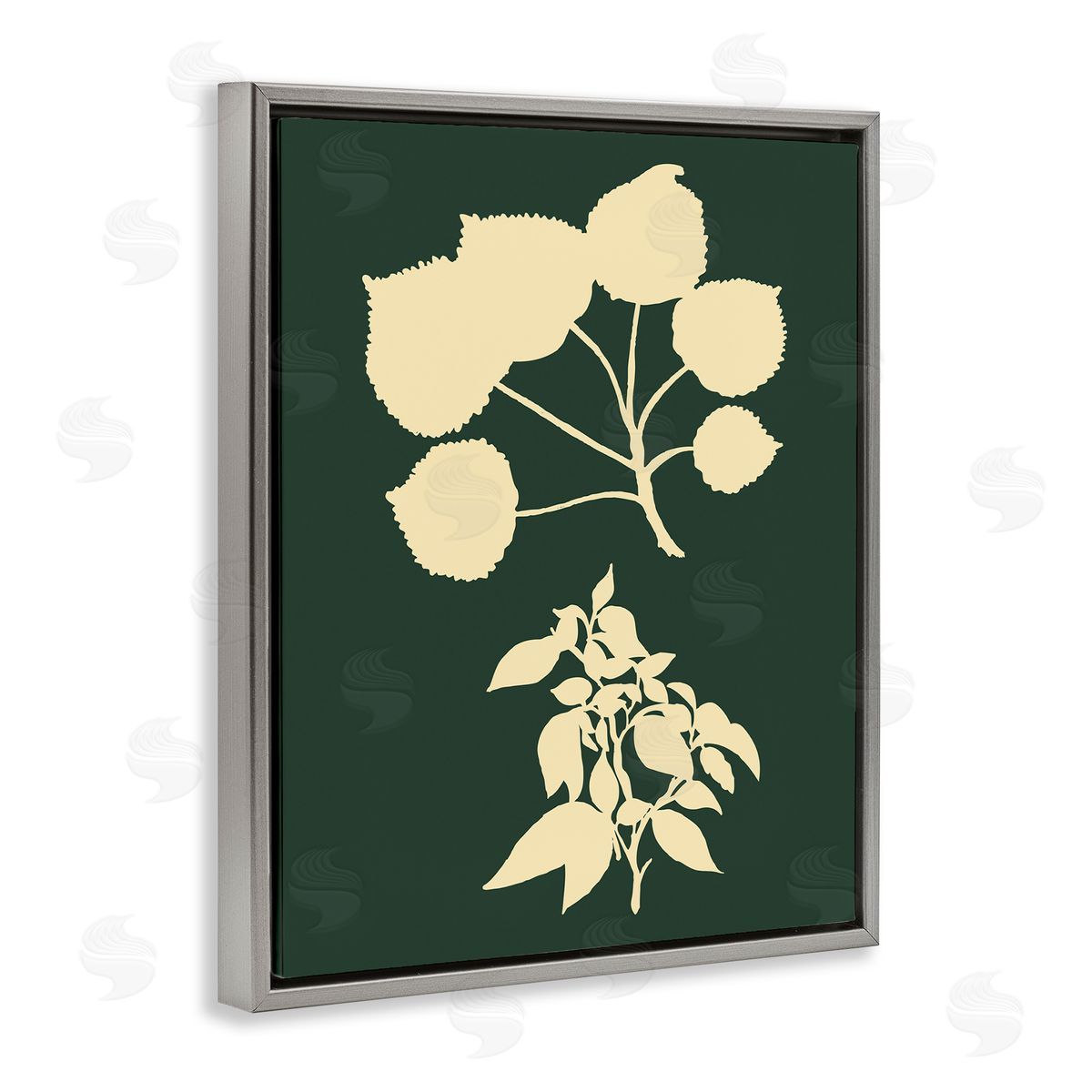 Plant Silhouette Yellow Green Grey Floating Frame Canvas Wall Art, Home Decor by The Saturday Evening Post