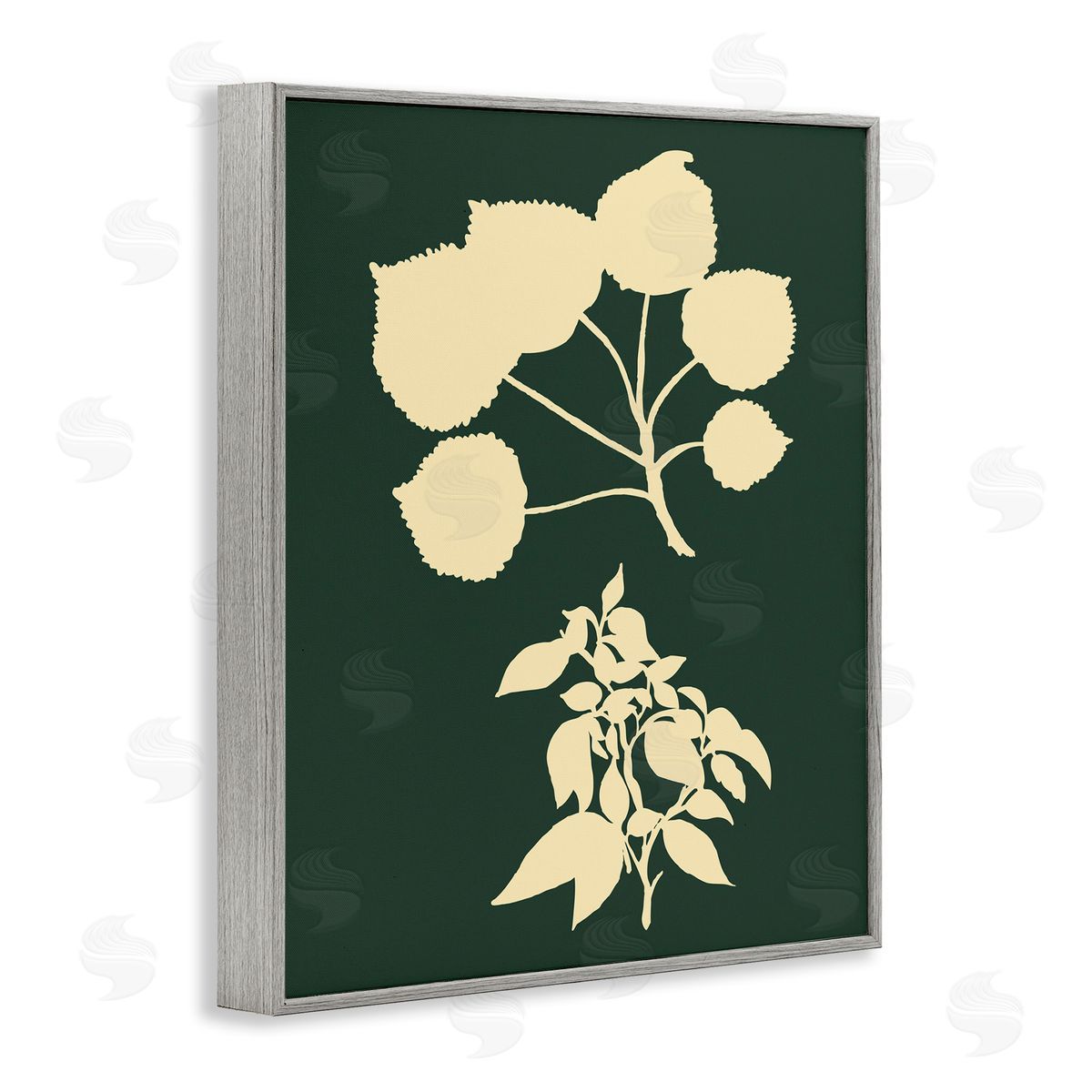 Plant Silhouette Yellow Green Grey Frame Print Wall Art, Home Decor by The Saturday Evening Post