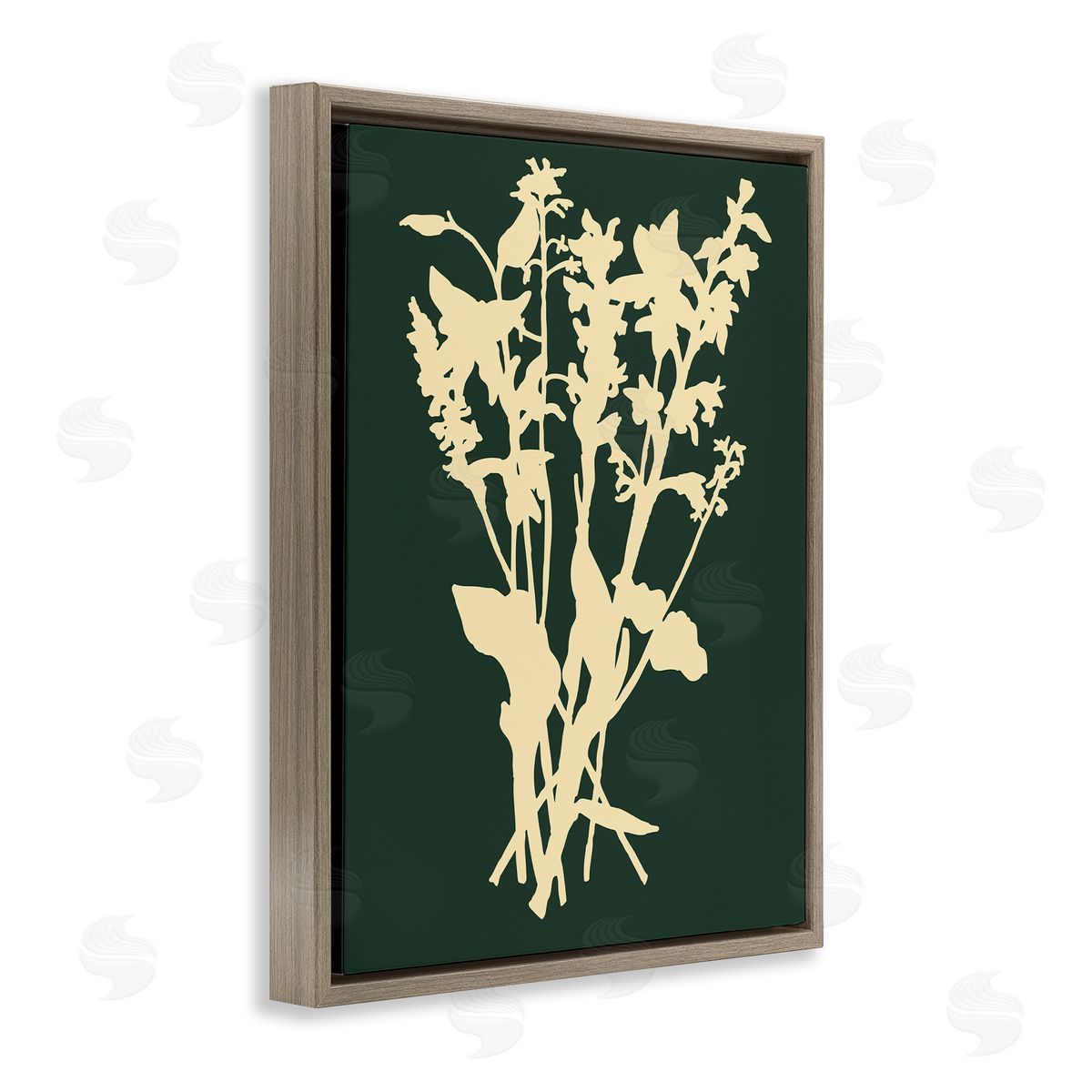 Silhouette Plant Green Yellow Brown Floating Frame Canvas Wall Art, Home Decor by The Saturday Evening Post