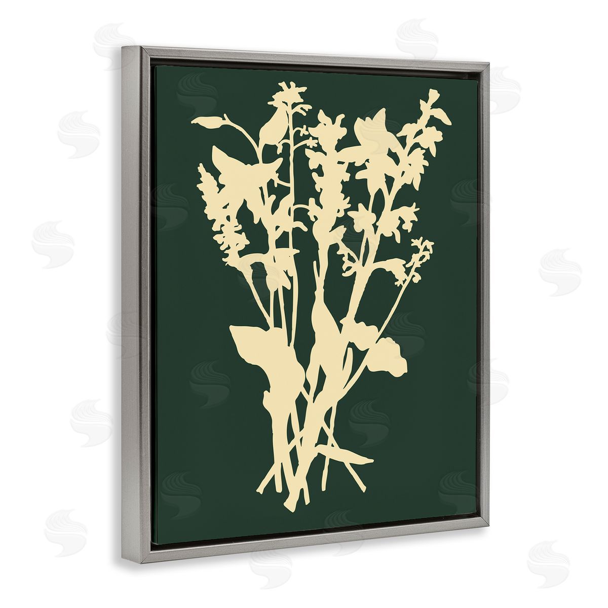 Silhouette Plant Green Yellow Grey Floating Frame Canvas Wall Art, Home Decor by The Saturday Evening Post