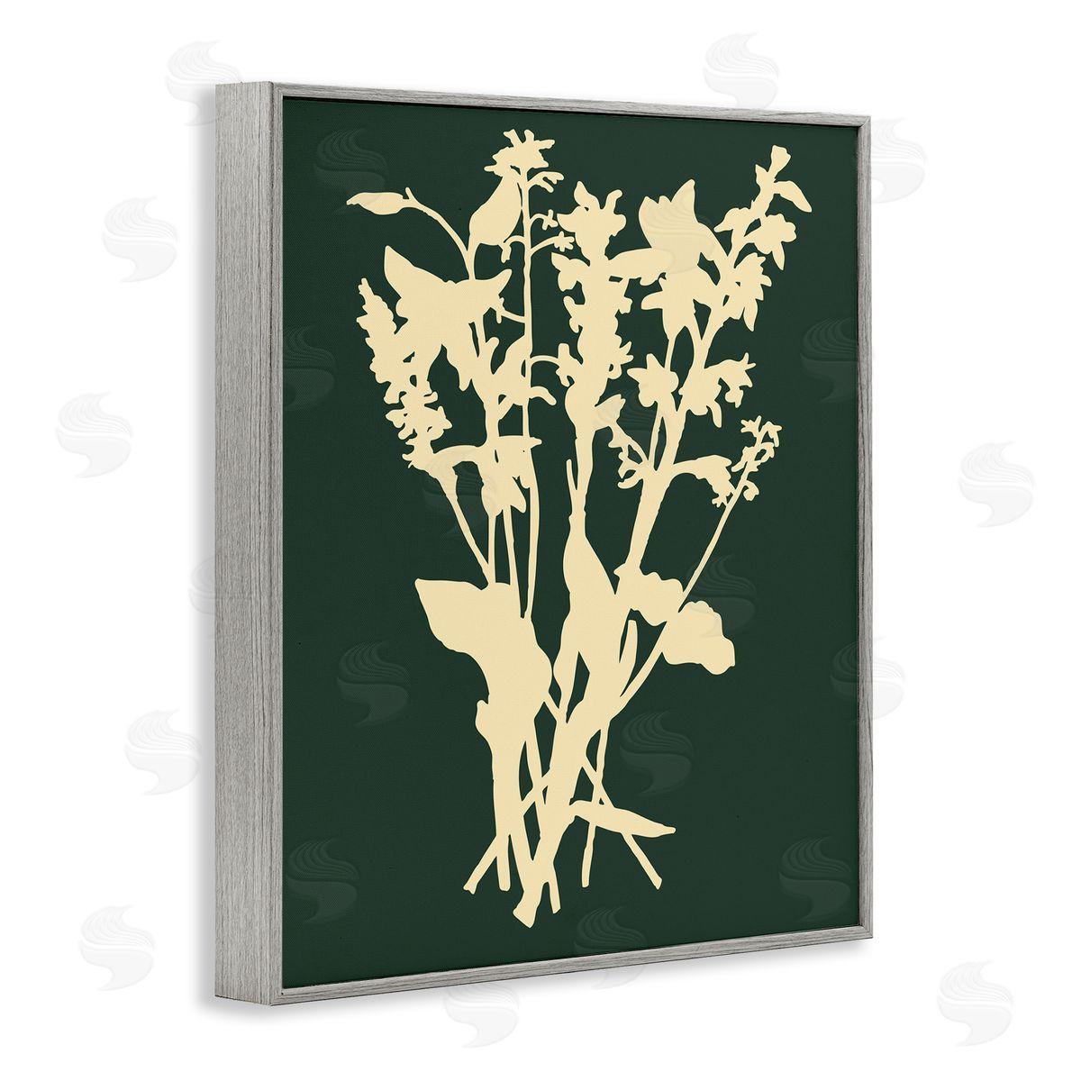 Silhouette Plant Green Yellow Grey Frame Print Wall Art, Home Decor by The Saturday Evening Post