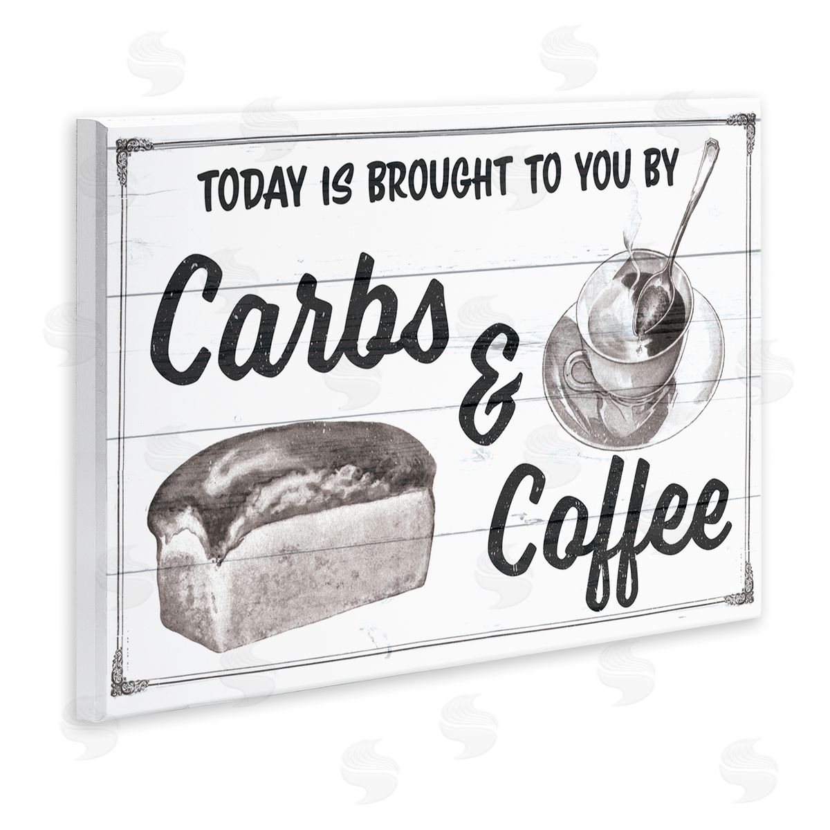 Carbs & Coffee Kitchen Humor Rustic Wood Plaque Wall Art, Home Decor by The Saturday Evening Post