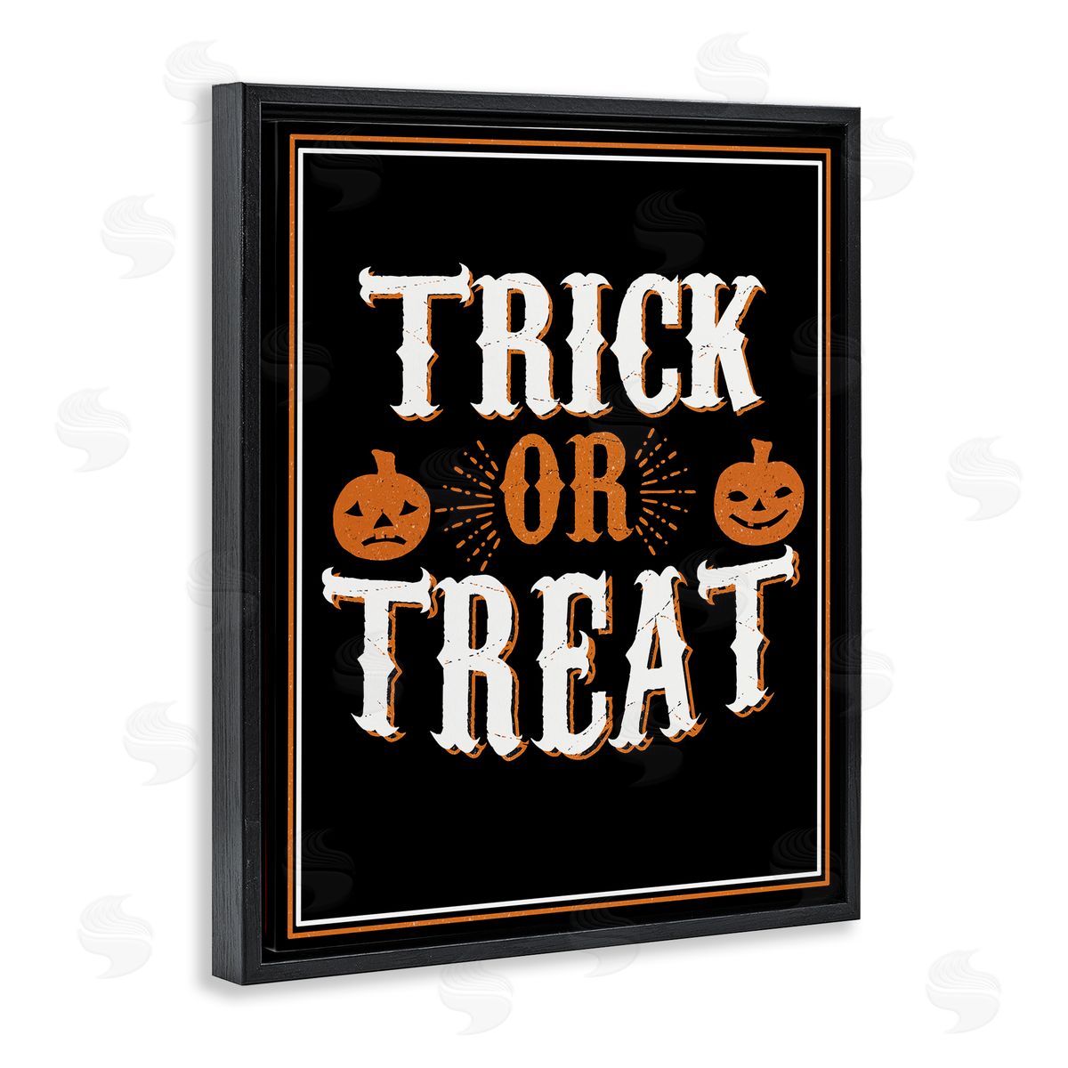 Trick Or Treat Holiday Word Black Floating Frame Canvas Wall Art, Home Decor by The Saturday Evening Post