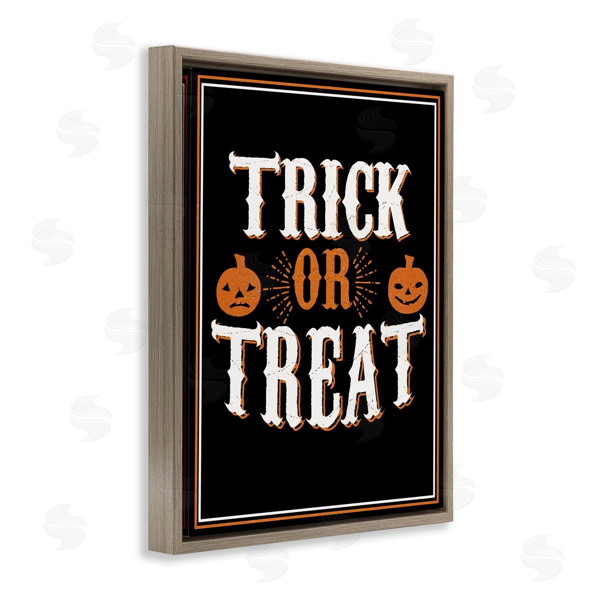 Trick Or Treat Holiday Word Brown Floating Frame Canvas Wall Art, Home Decor by The Saturday Evening Post