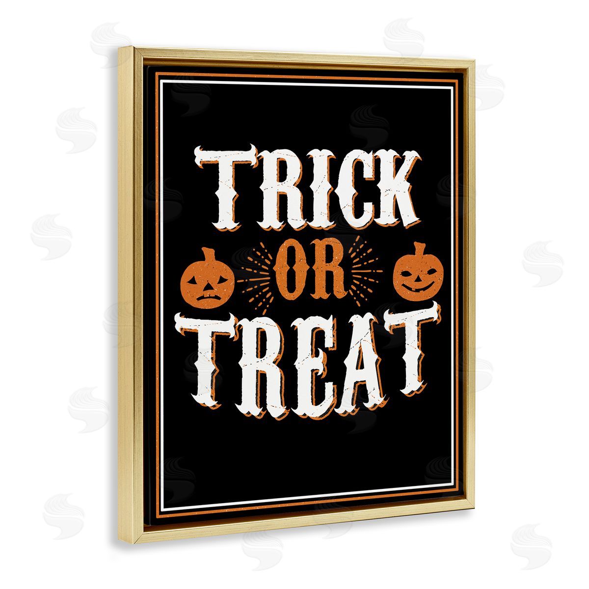 Trick Or Treat Holiday Word Gold Floating Frame Canvas Wall Art, Home Decor by The Saturday Evening Post
