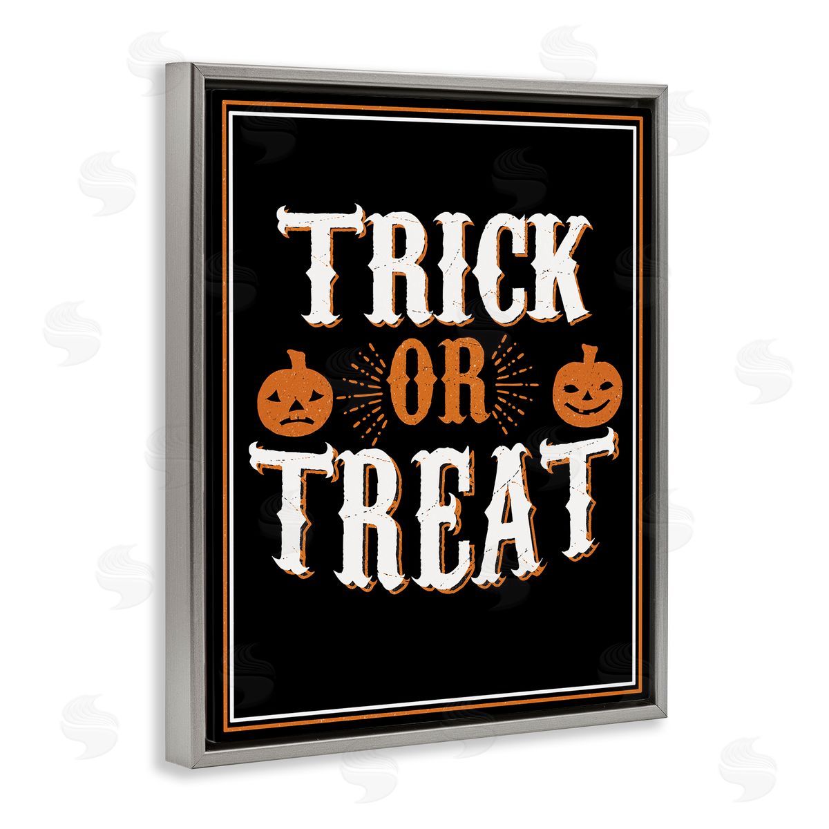 Trick Or Treat Holiday Word Grey Floating Frame Canvas Wall Art, Home Decor by The Saturday Evening Post