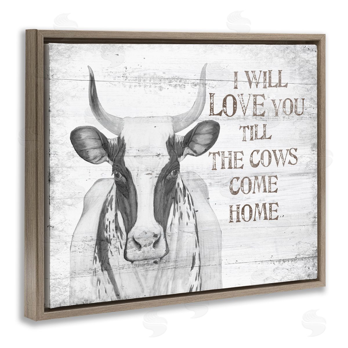 Love Till The Cows Come Home Brown Floating Frame Canvas Wall Art, Home Decor by The Saturday Evening Post
