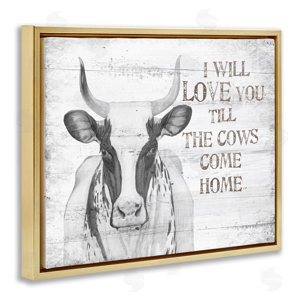 Love Till The Cows Come Home Gold Floating Frame Canvas Wall Art, Home Decor by The Saturday Evening Post