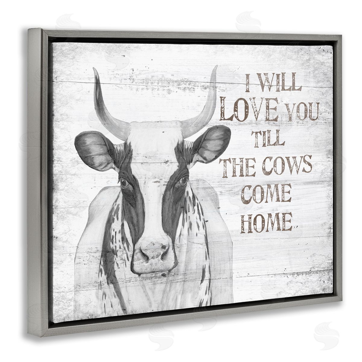 Love Till The Cows Come Home Grey Floating Frame Canvas Wall Art, Home Decor by The Saturday Evening Post