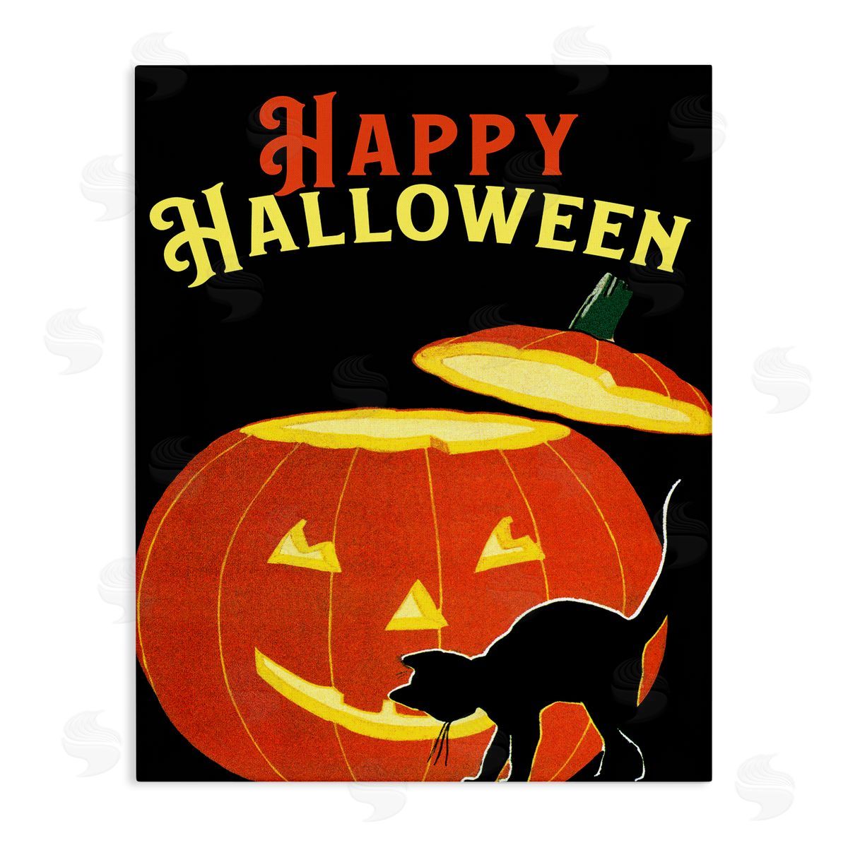 Happy Halloween Pumpkin Cat Canvas Wall Art, Home Decor by The Saturday Evening Post