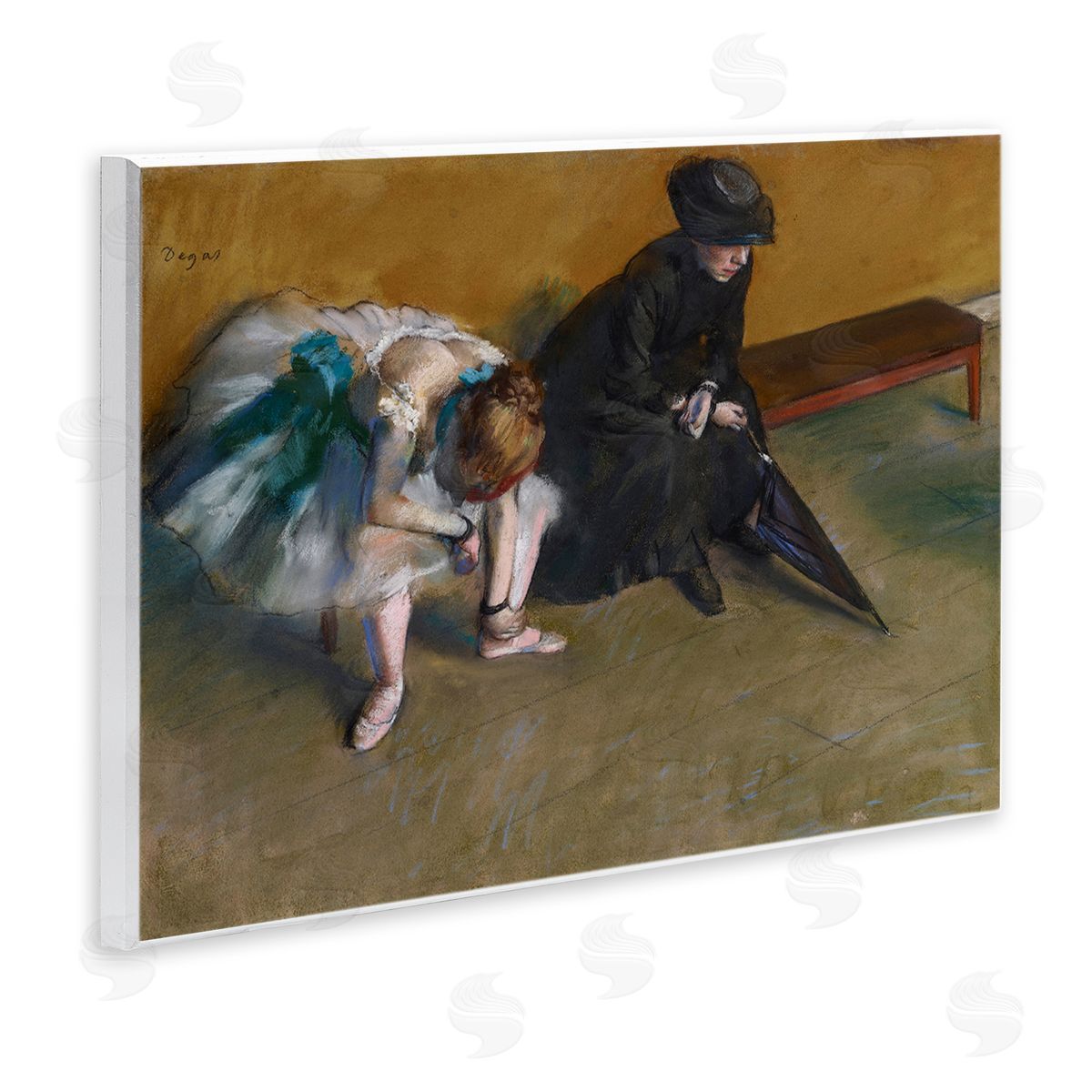 Waiting Classical Ballet Painting Wood Plaque Wall Art, Home Decor by Edgar Degas
