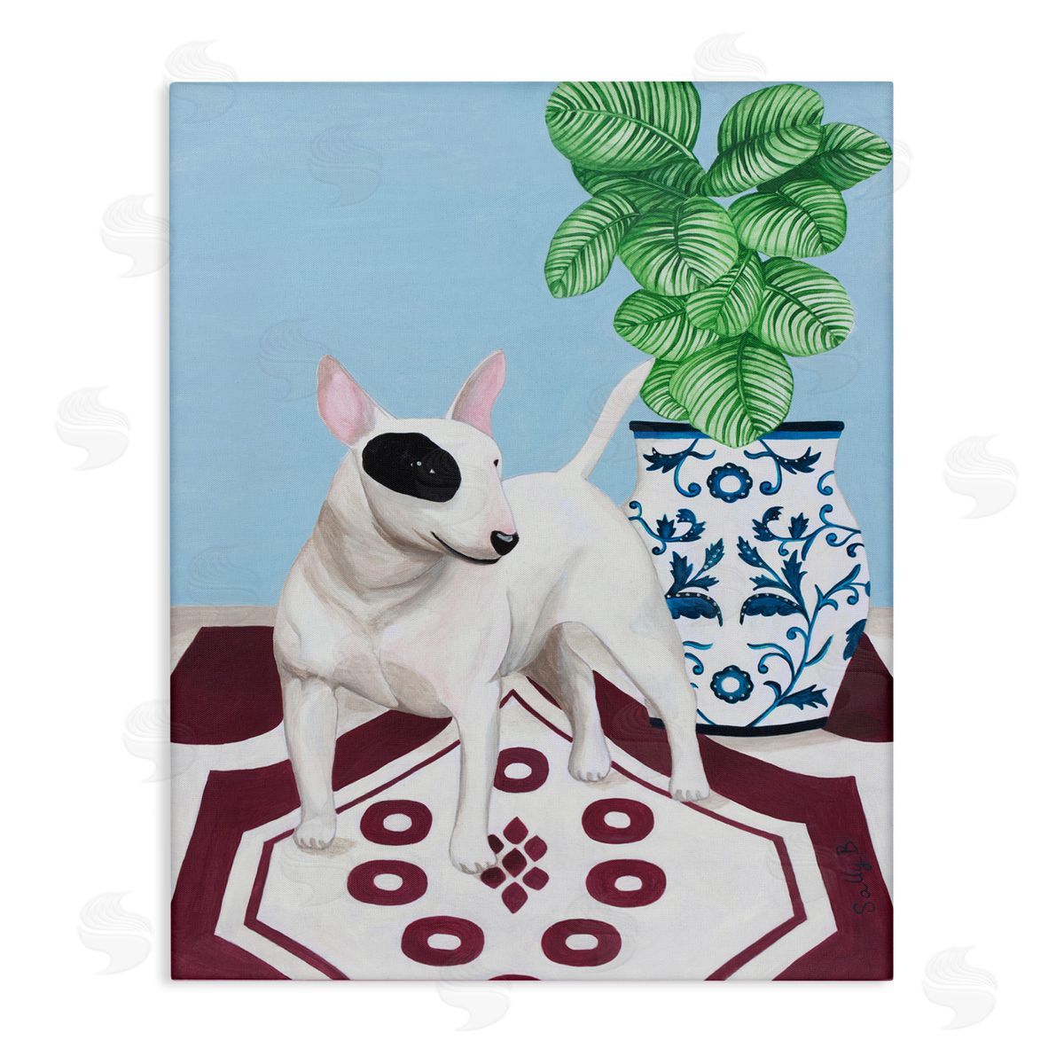 Dog And Vase Animal Pet Painting Canvas Wall Art, Home Decor by Sally B