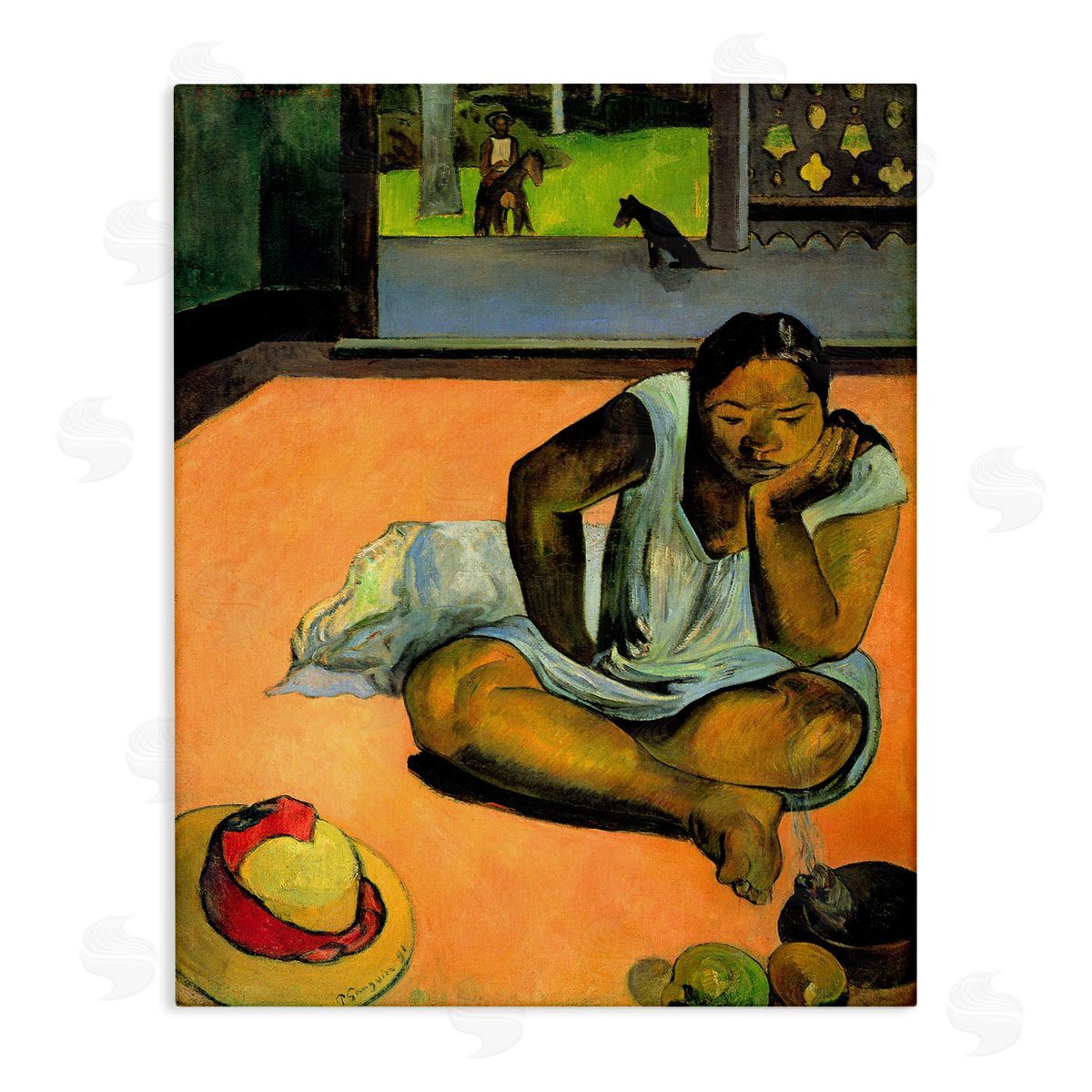 La Boudeuse Te Faaturuma Canvas Wall Art, Home Decor by Paul Gauguin