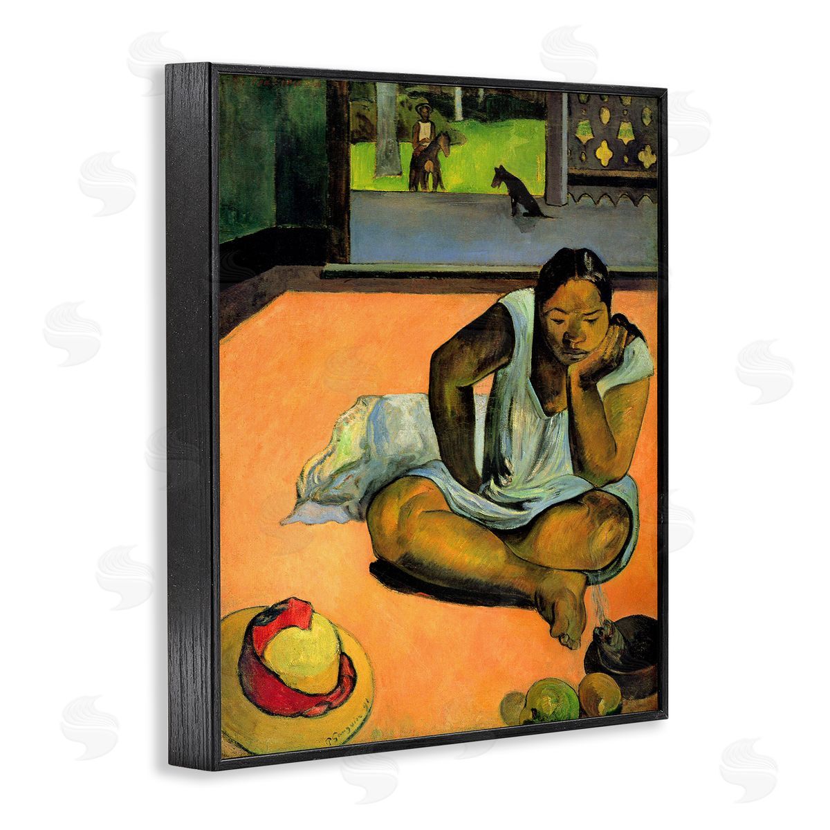 La Boudeuse Te Faaturuma Black Frame Print Wall Art, Home Decor by Paul Gauguin