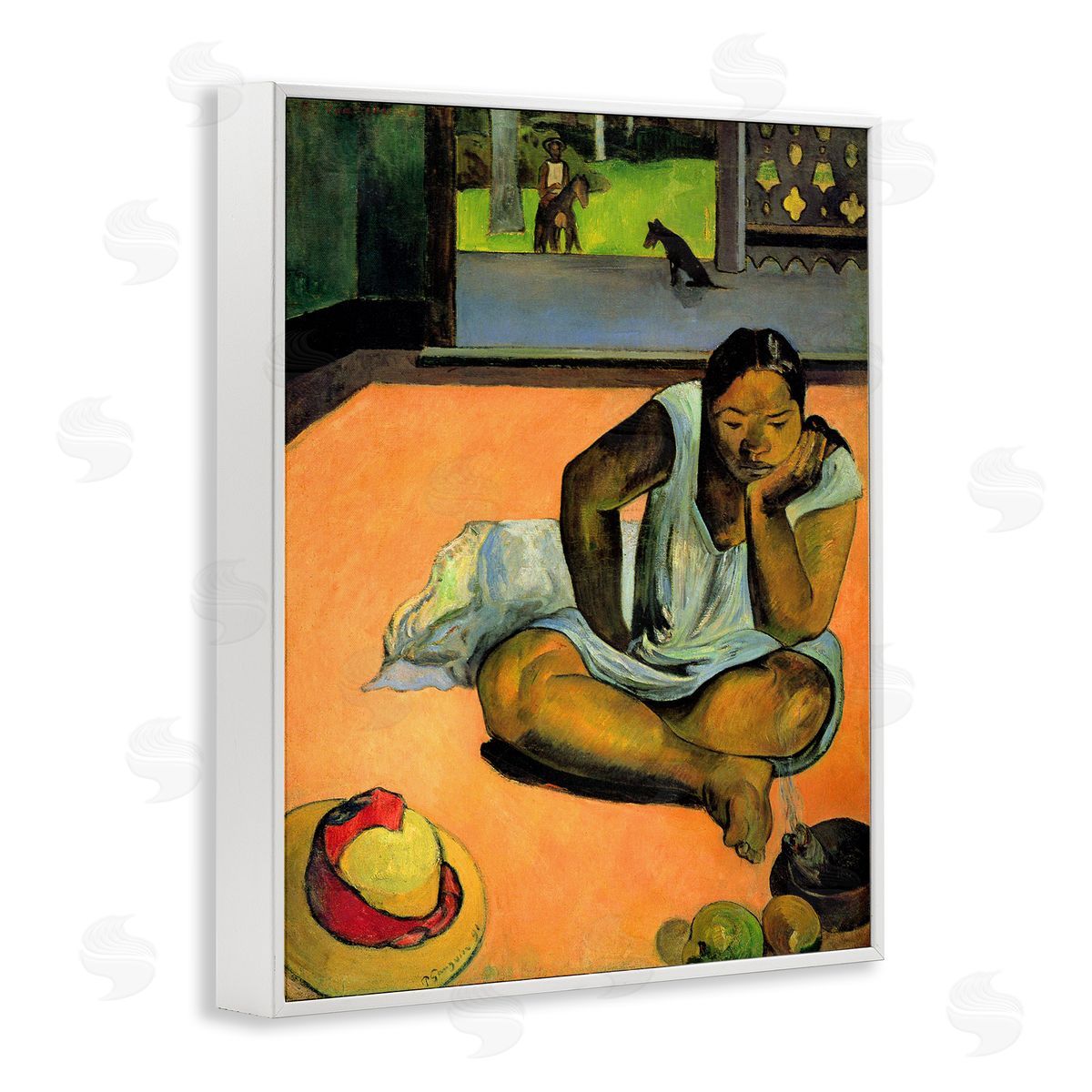 La Boudeuse Te Faaturuma White Frame Print Wall Art, Home Decor by Paul Gauguin