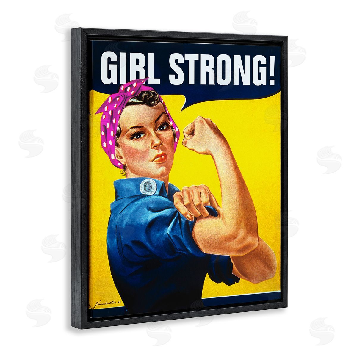 Girl Strong Vintage Poster Black Floating Frame Canvas Wall Art, Home Decor by RetroRocket