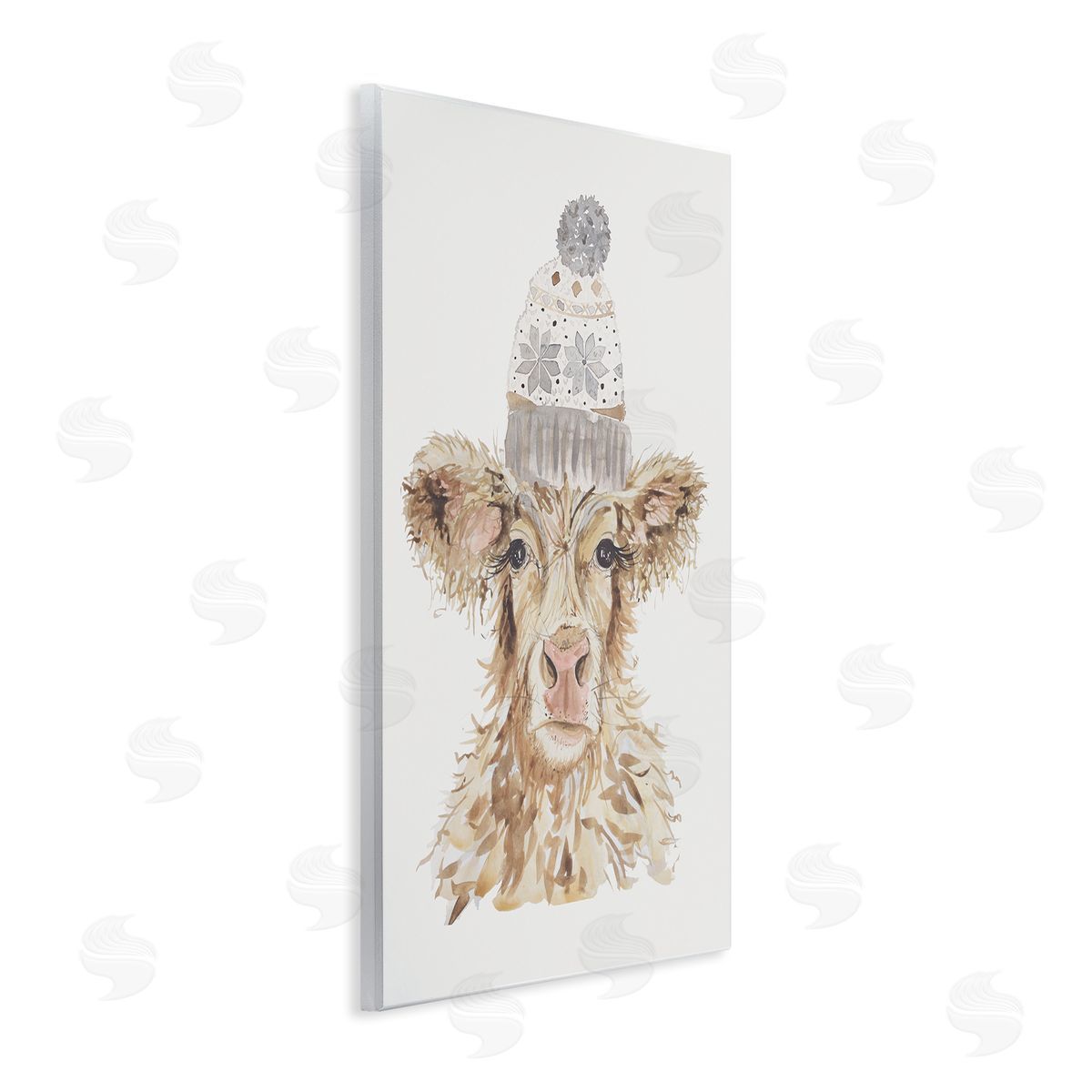 Cow With Beanie Hat Wood Plaque Wall Art, Home Decor by Hollihocks Art
