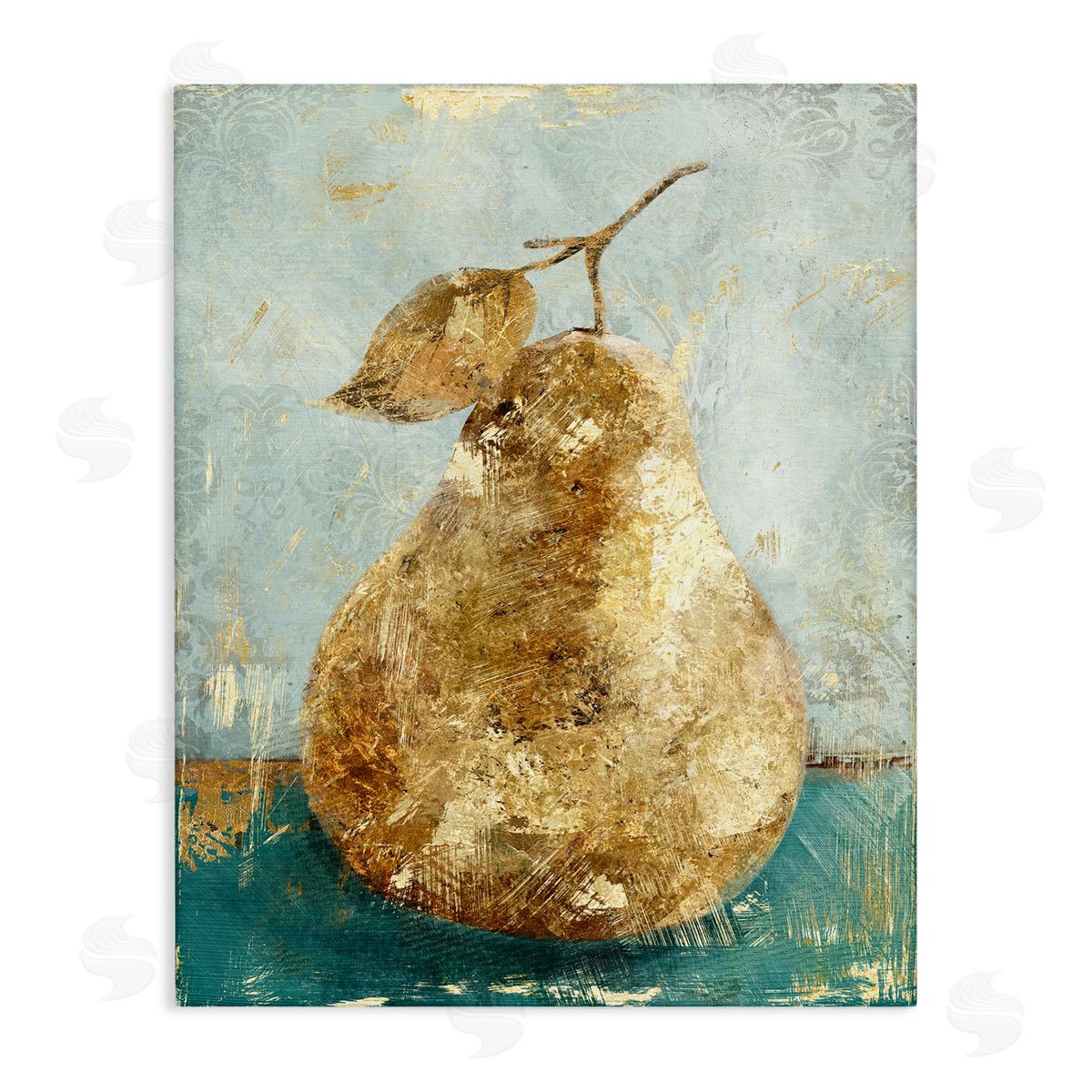 Golden Pear Fruit Painting Canvas Wall Art, Home Decor by Main Line Studio