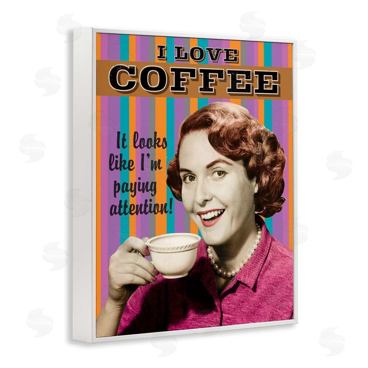 I Love Coffee Funny Vintage White Frame Print Wall Art, Home Decor by RetroRocket