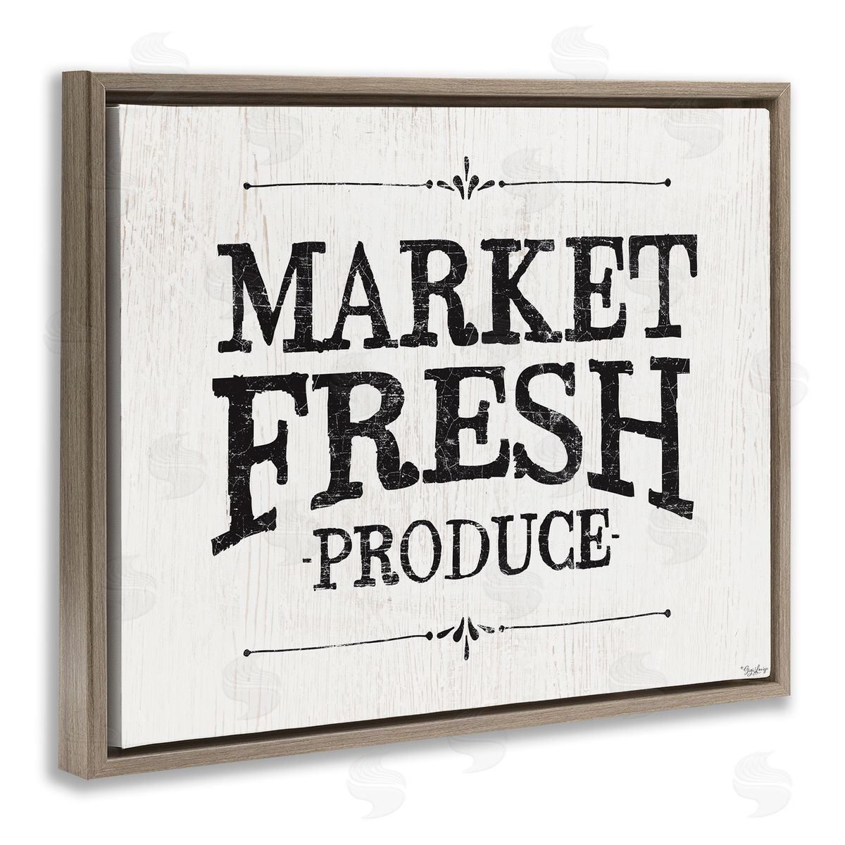 Market Fresh Produce Farmhouse Brown Floating Frame Canvas Wall Art, Home Decor by Gigi Louise