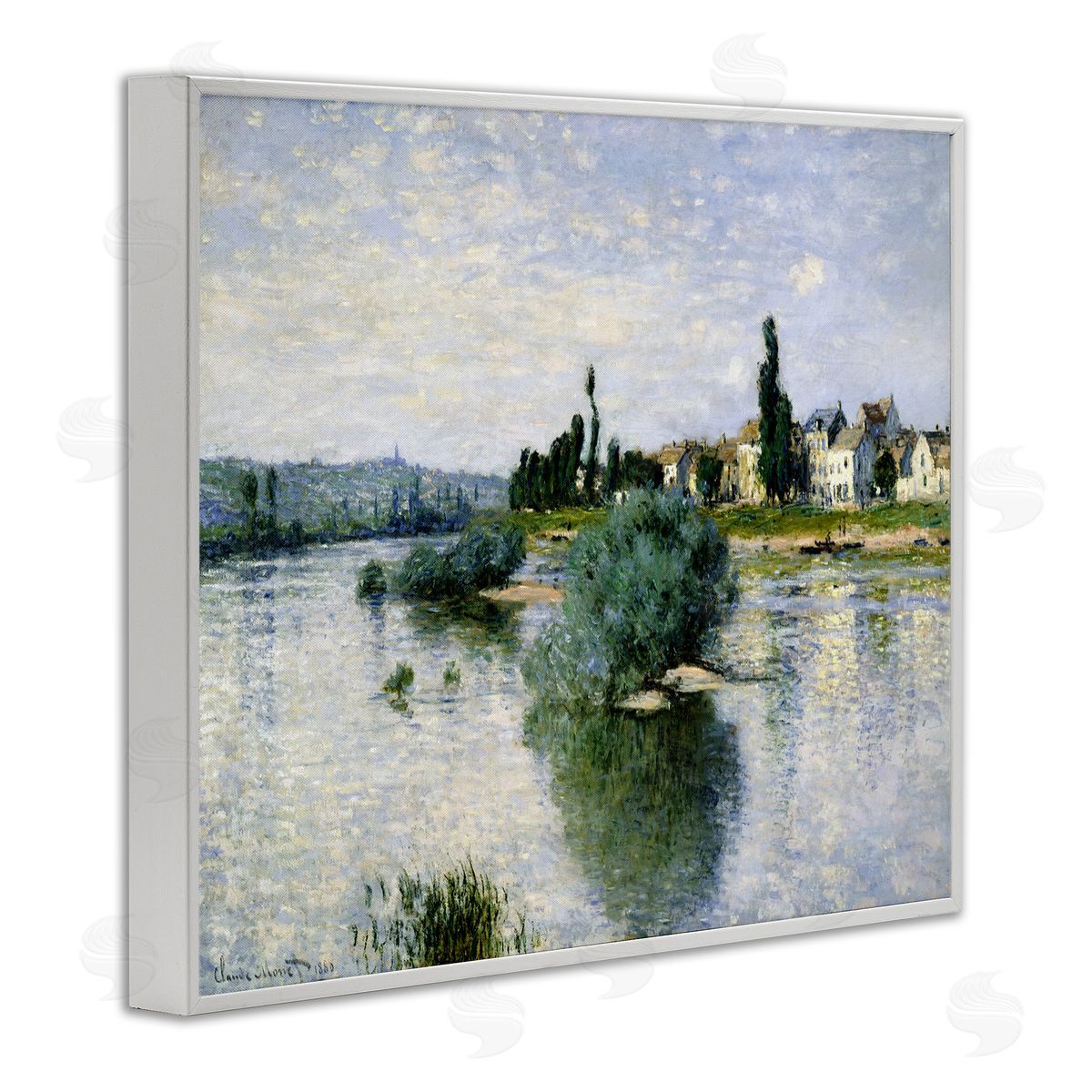 The Seine at Lavacourt White Frame Print Wall Art, Home Decor by Claude Monet