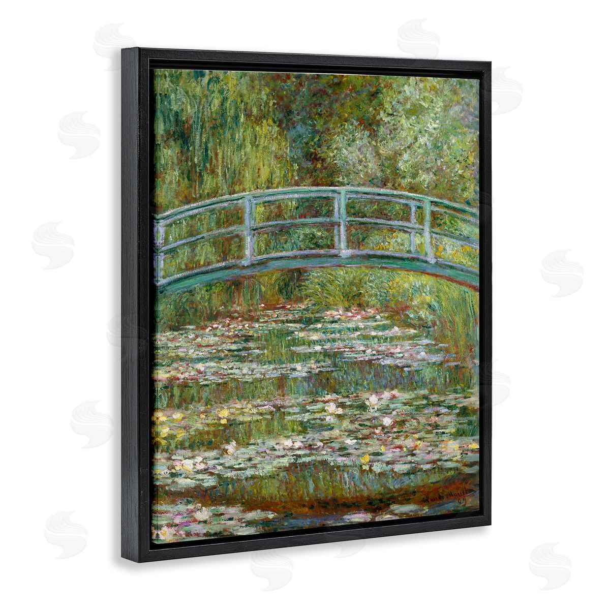 Pond of Water Lilies Rectangular Portrait Black Floating Frame Canvas Wall Art, Home Decor by Claude Monet