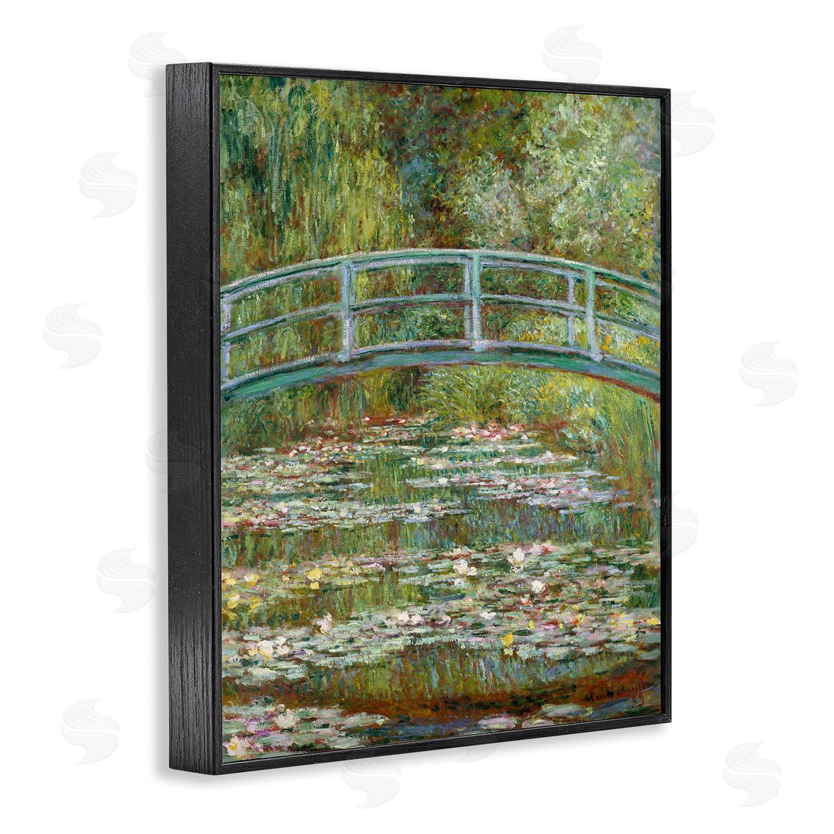Pond of Water Lilies Rectangular Portrait Black Frame Print Wall Art, Home Decor by Claude Monet