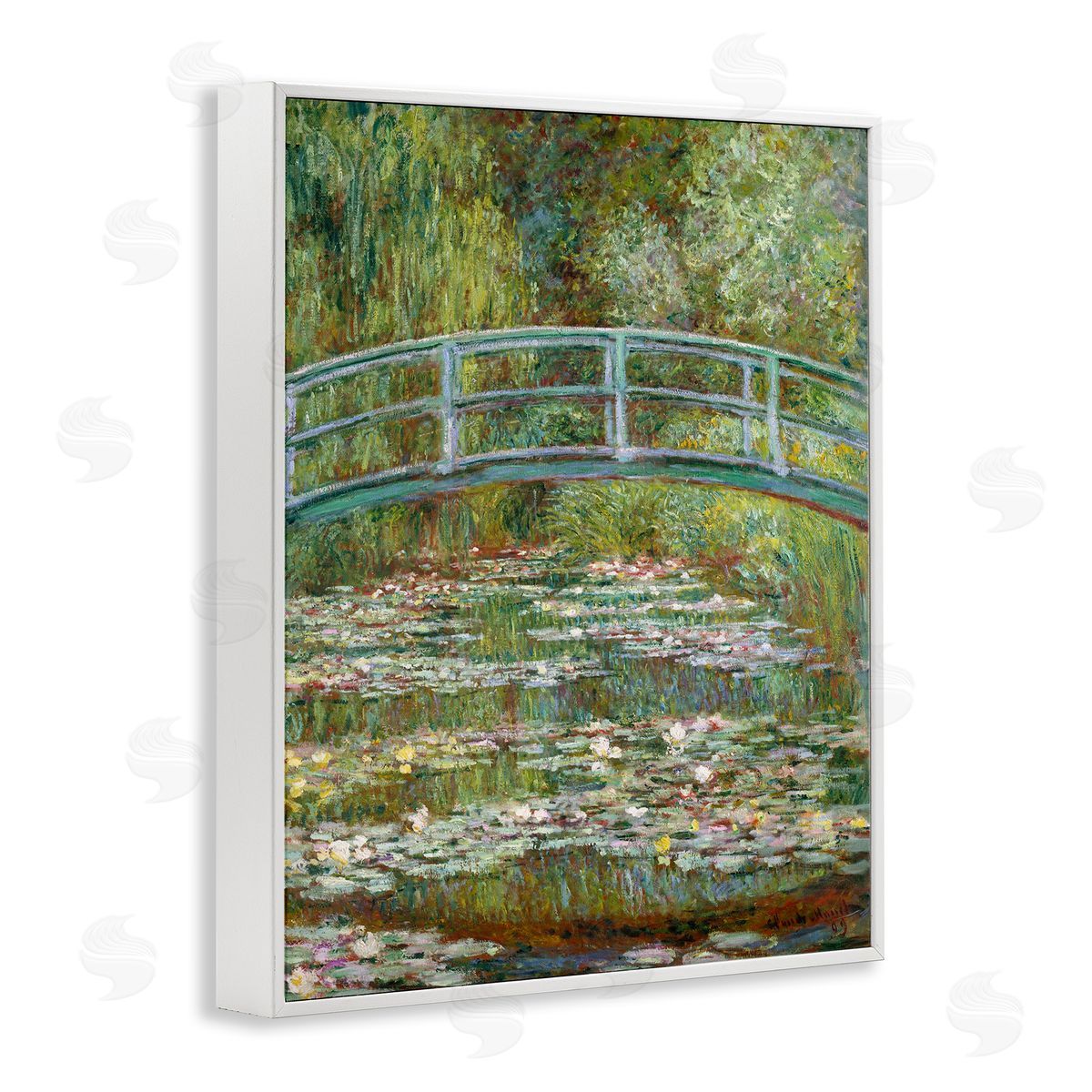 Pond of Water Lilies Rectangular Portrait White Frame Print Wall Art, Home Decor by Claude Monet