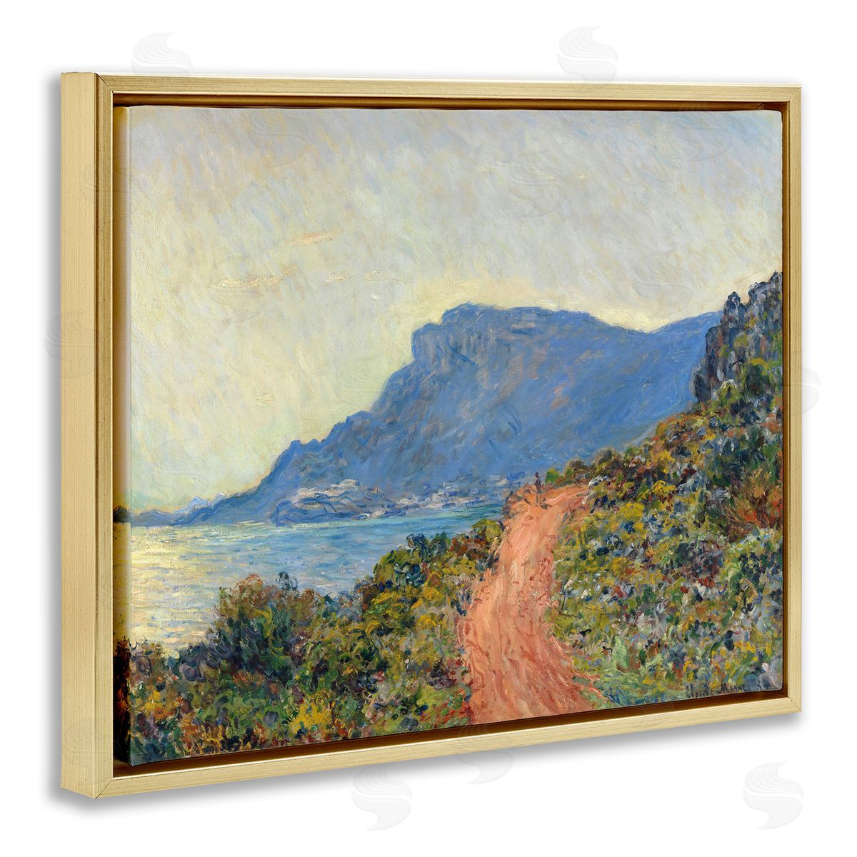 La Corniche near Monaco, 1884 Gold Floating Frame Canvas Wall Art, Home Decor by Claude Monet