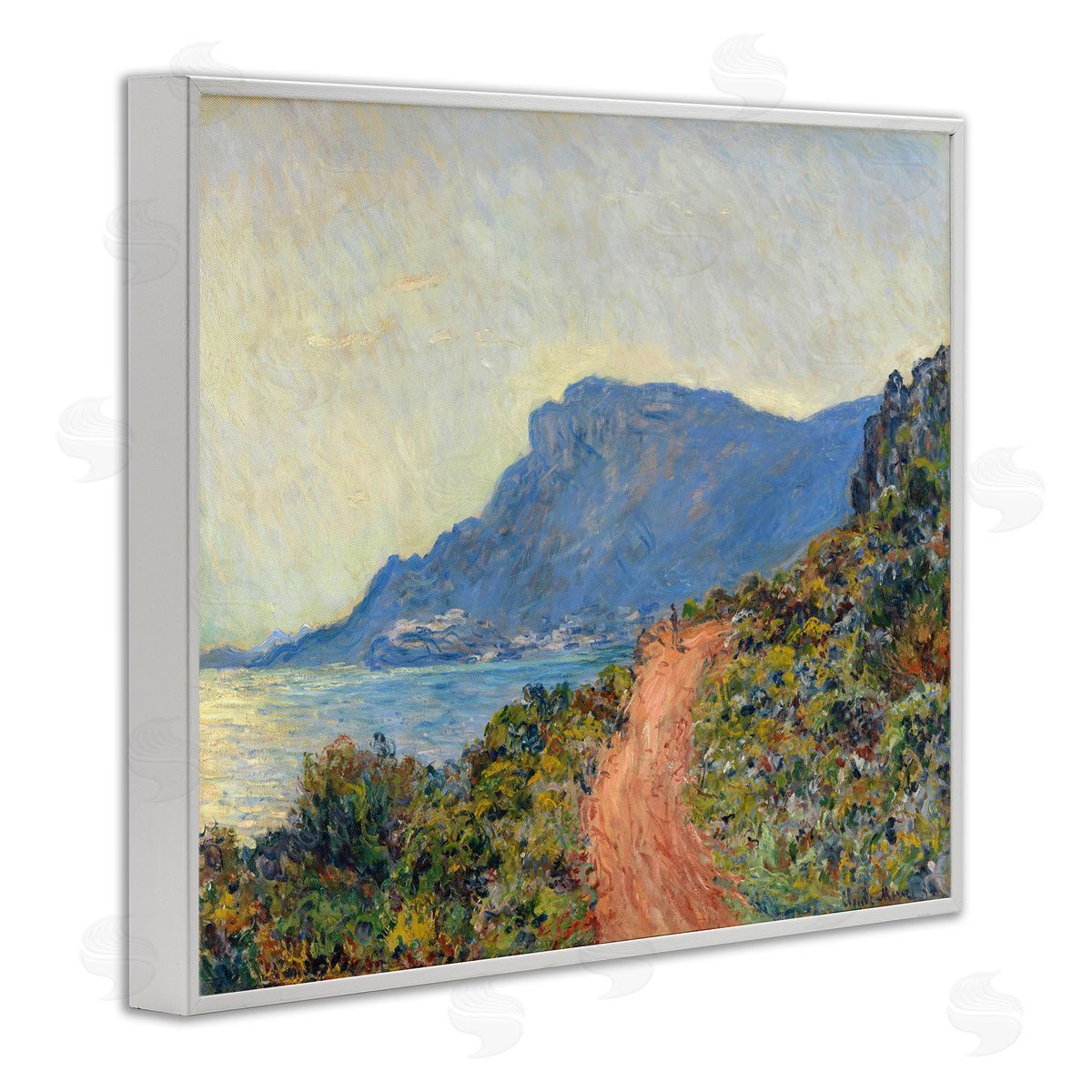 La Corniche near Monaco, 1884 White Frame Print Wall Art, Home Decor by Claude Monet