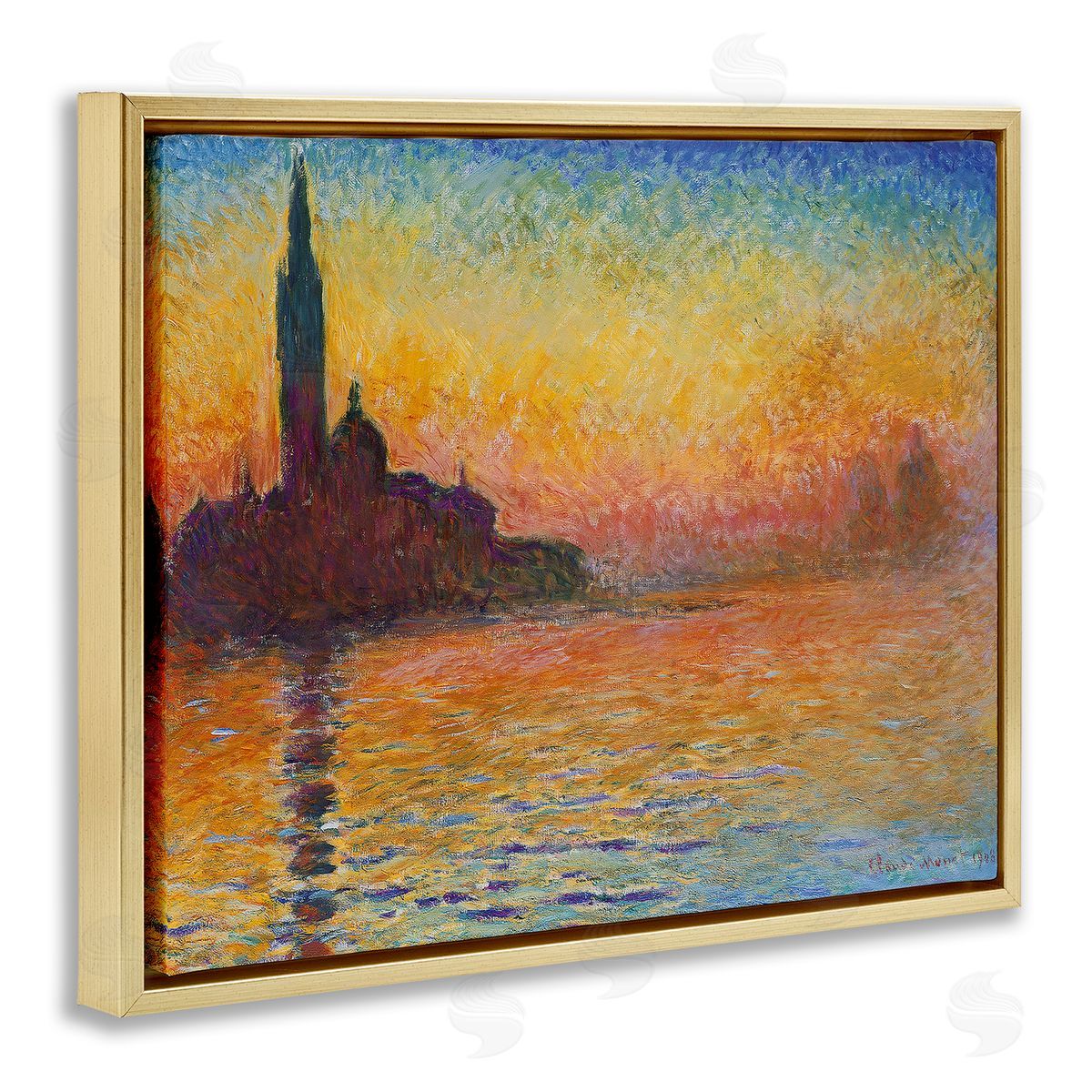 Saint-Georges majeur au crepuscule Gold Floating Frame Canvas Wall Art, Home Decor by Claude Monet