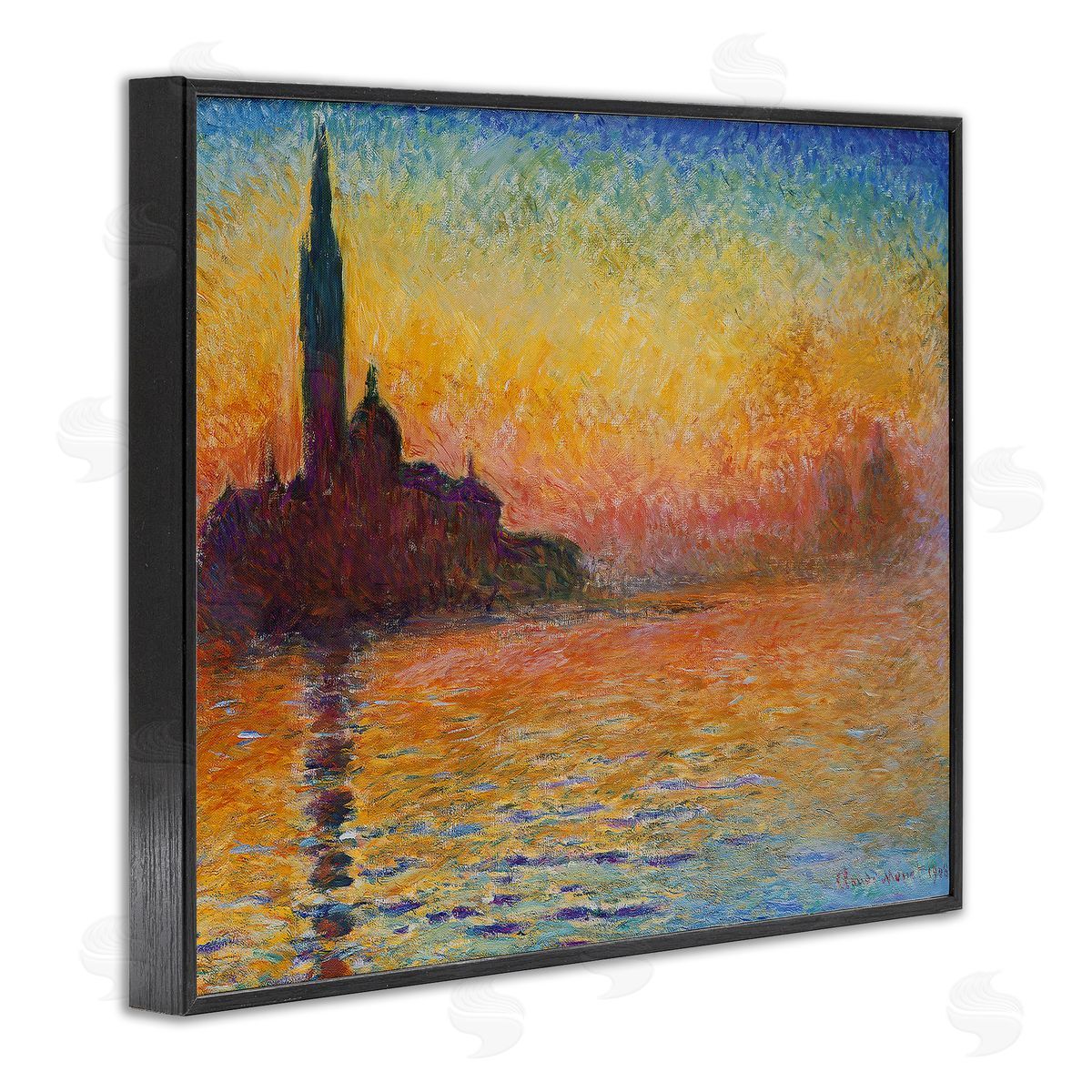 Saint-Georges majeur au crepuscule Black Frame Print Wall Art, Home Decor by Claude Monet