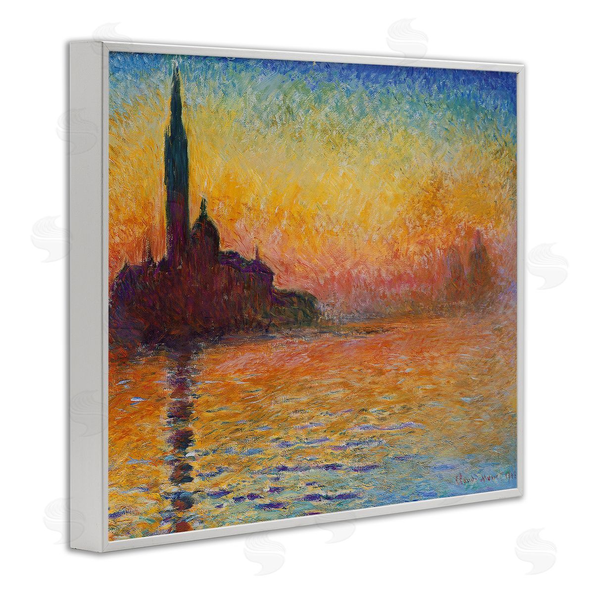Saint-Georges majeur au crepuscule White Frame Print Wall Art, Home Decor by Claude Monet