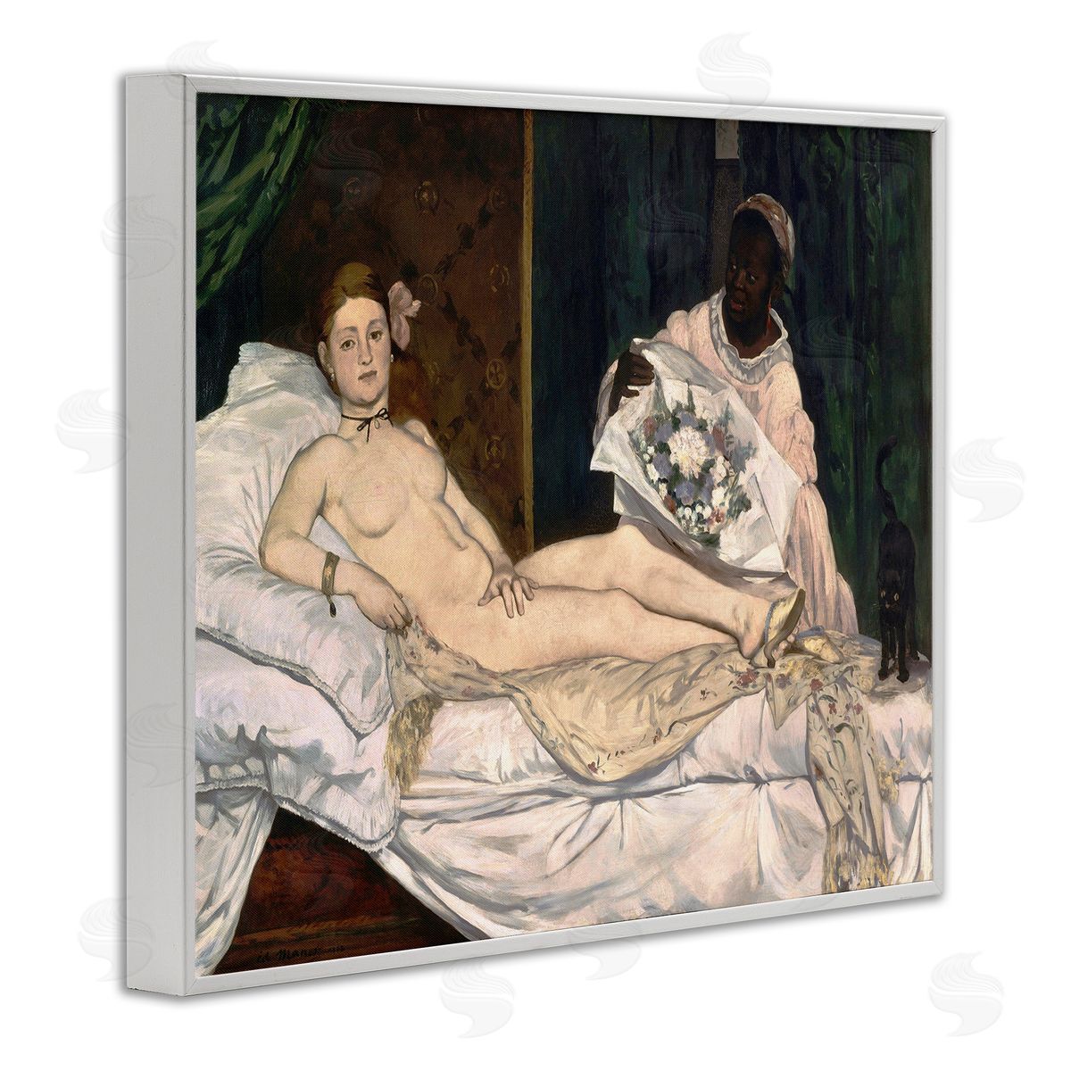 Olympia Classical Portrait Painting White Frame Print Wall Art, Home Decor by Edouard Manet