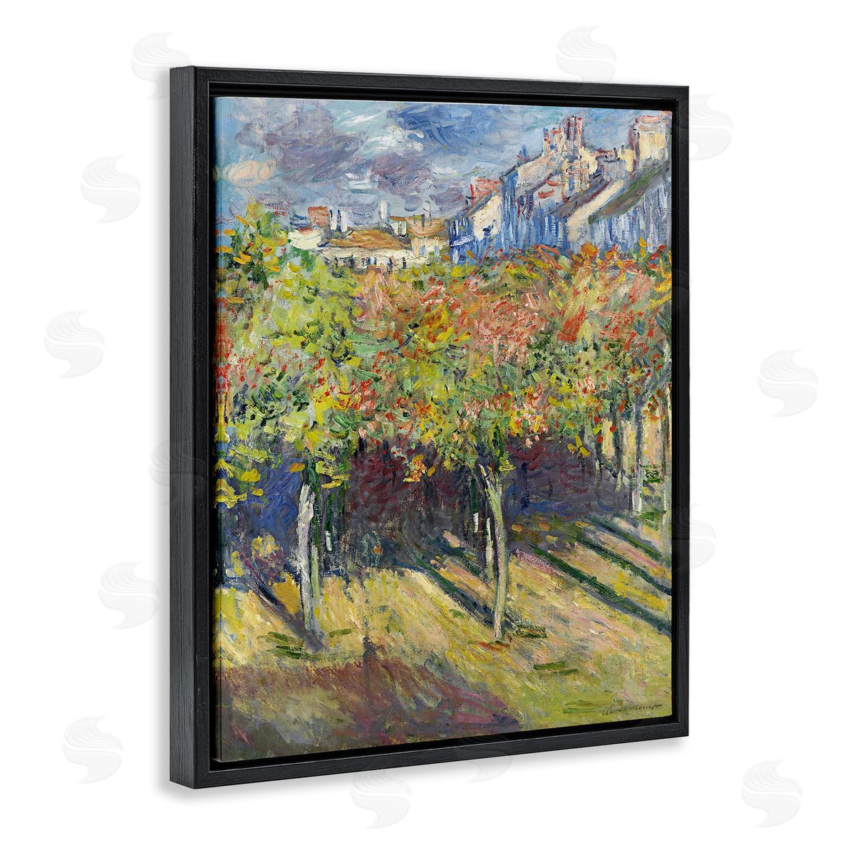 The Lindens of Poissy Black Floating Frame Canvas Wall Art, Home Decor by Claude Monet