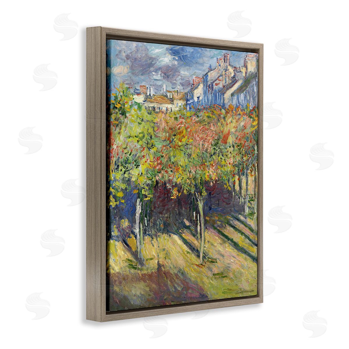 The Lindens of Poissy Brown Floating Frame Canvas Wall Art, Home Decor by Claude Monet