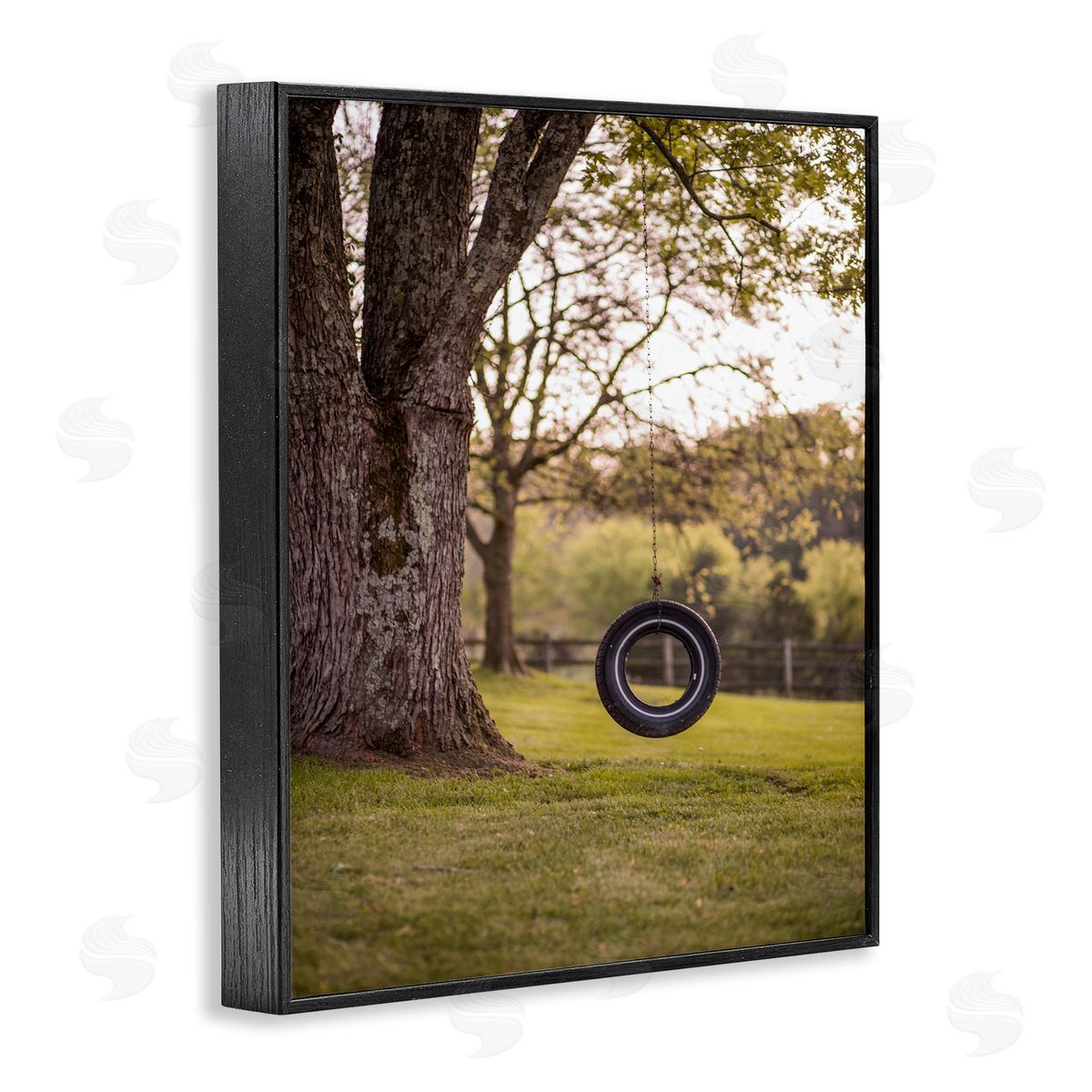Tire Swing Country Farm Landscape Photograph Black Frame Print Wall Art, Home Decor by Aaron Matheson