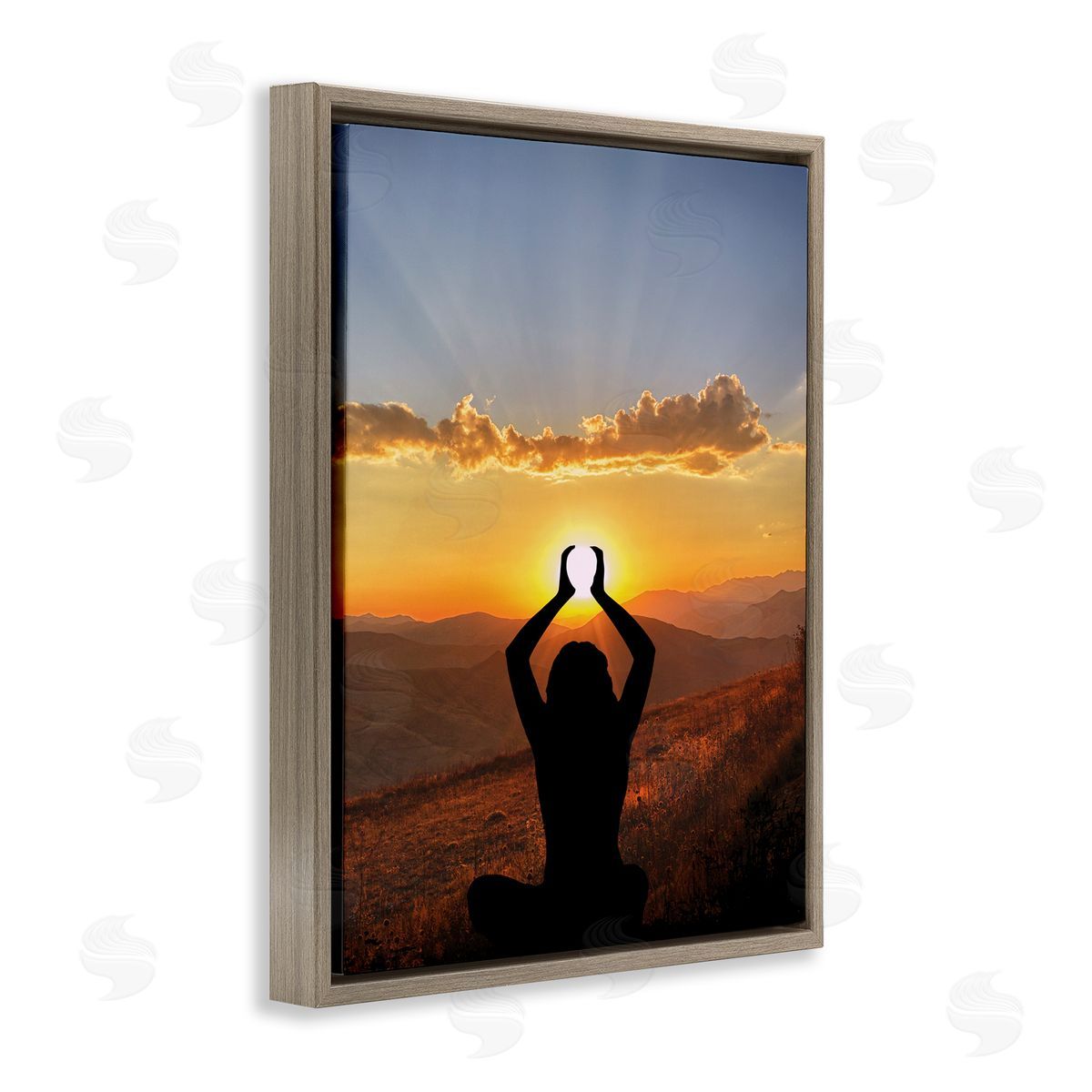 Lifting The Sun Photograph Brown Floating Frame Canvas Wall Art, Home Decor by Marcus Prime